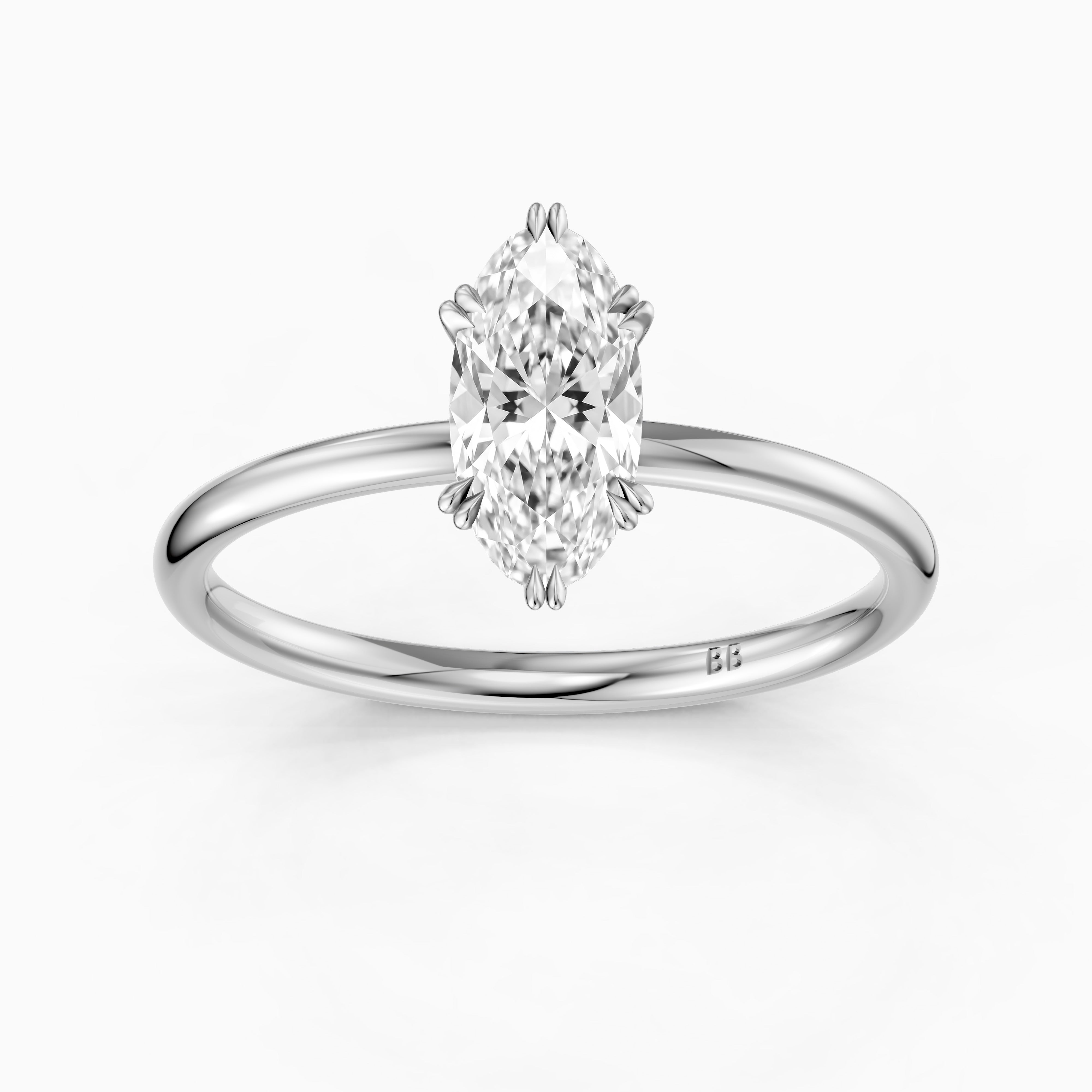 Juni Double Claw Prongs Moval Moissanite Diamond Solitaire Ring