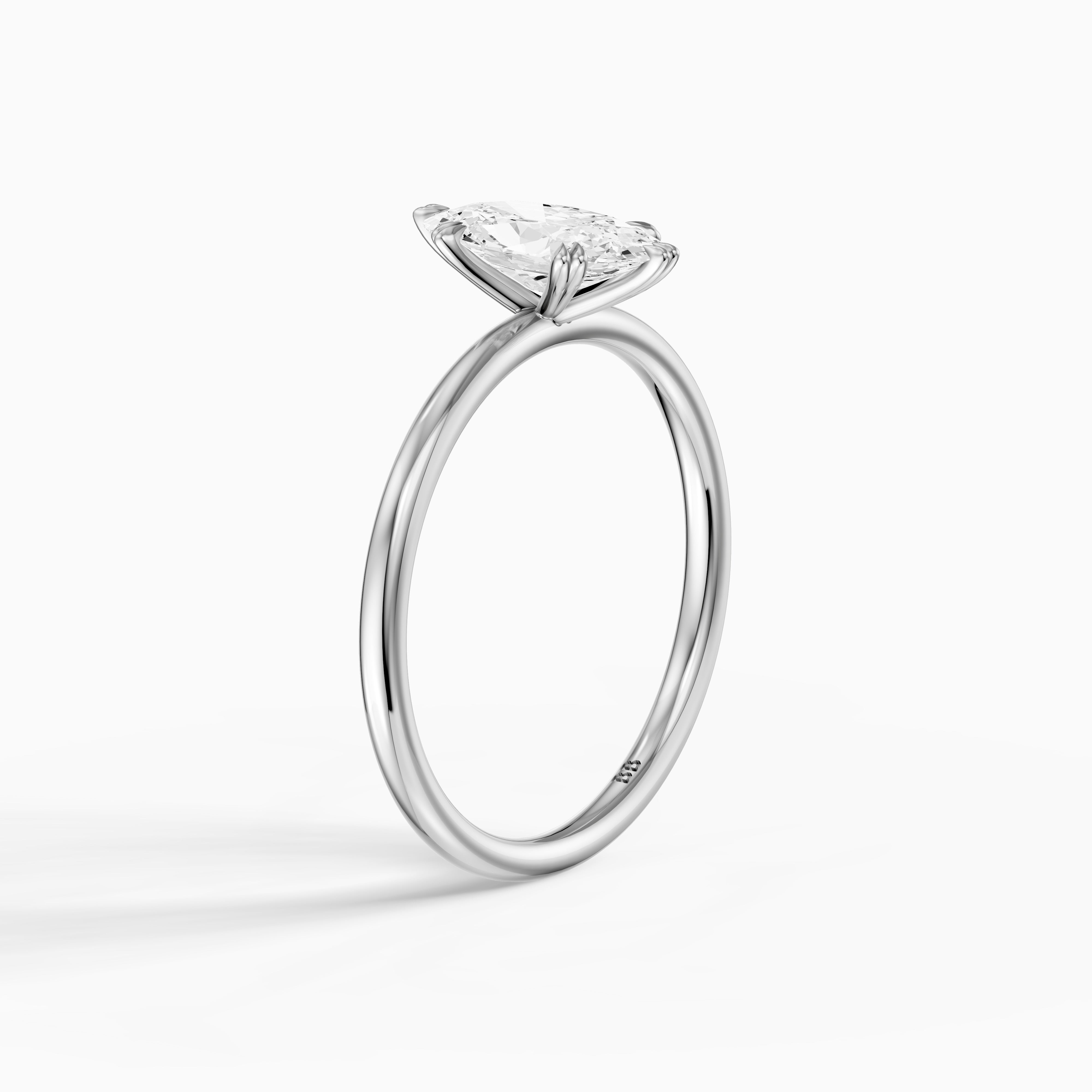 Juni Double Claw Prongs Moval Moissanite Diamond Solitaire Ring