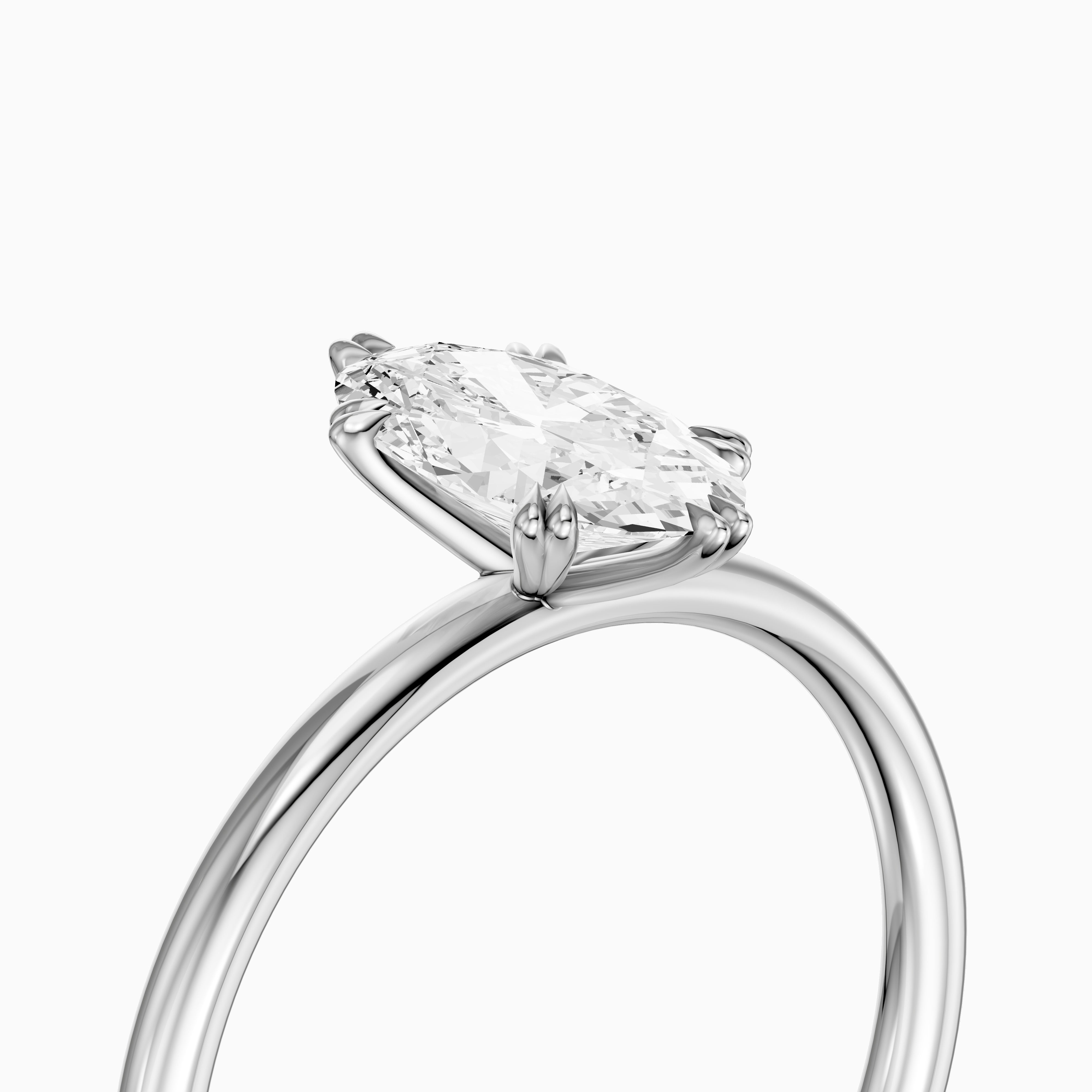 Juni Double Claw Prongs Moval Moissanite Diamond Solitaire Ring