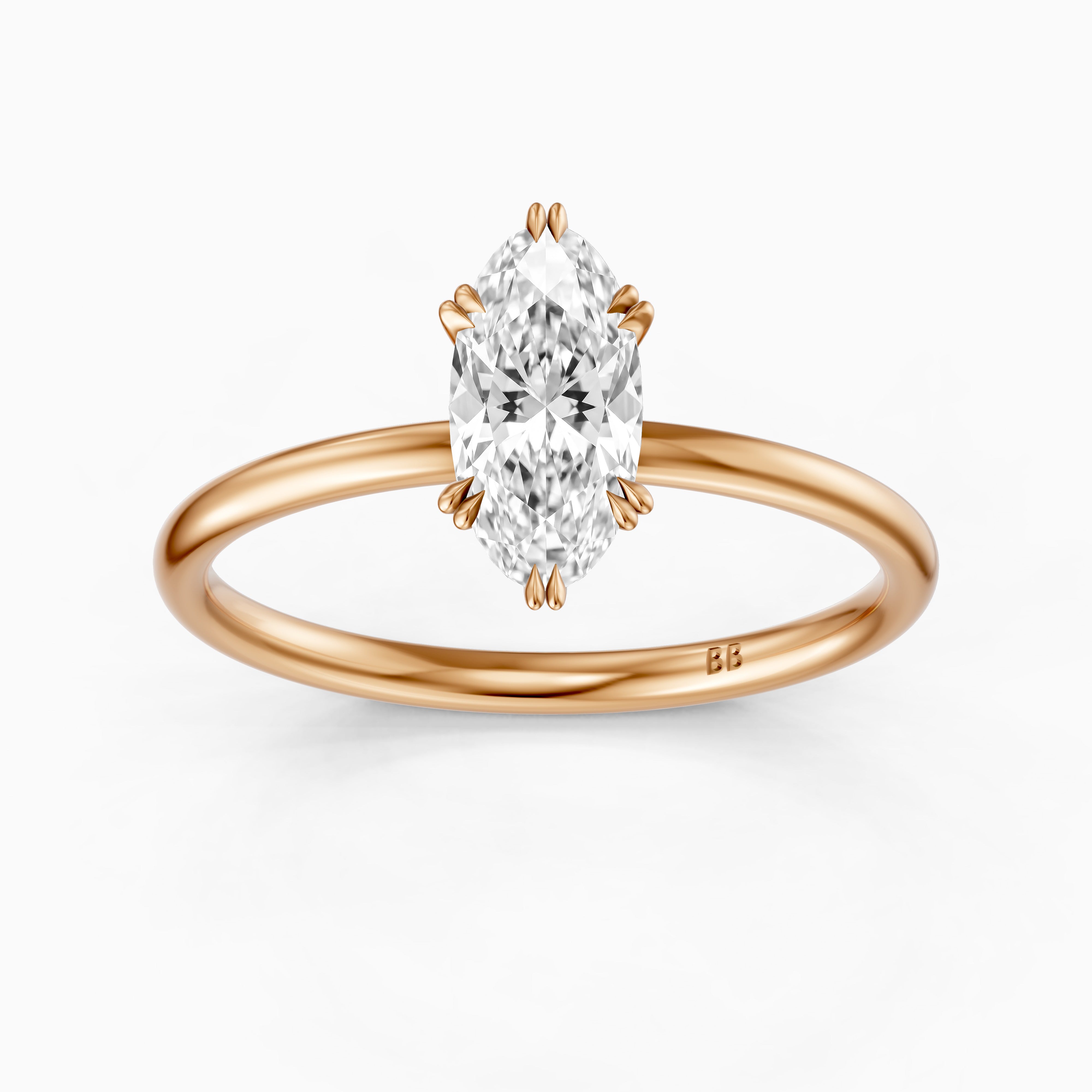Juni Double Claw Prongs Moval Moissanite Diamond Solitaire Ring
