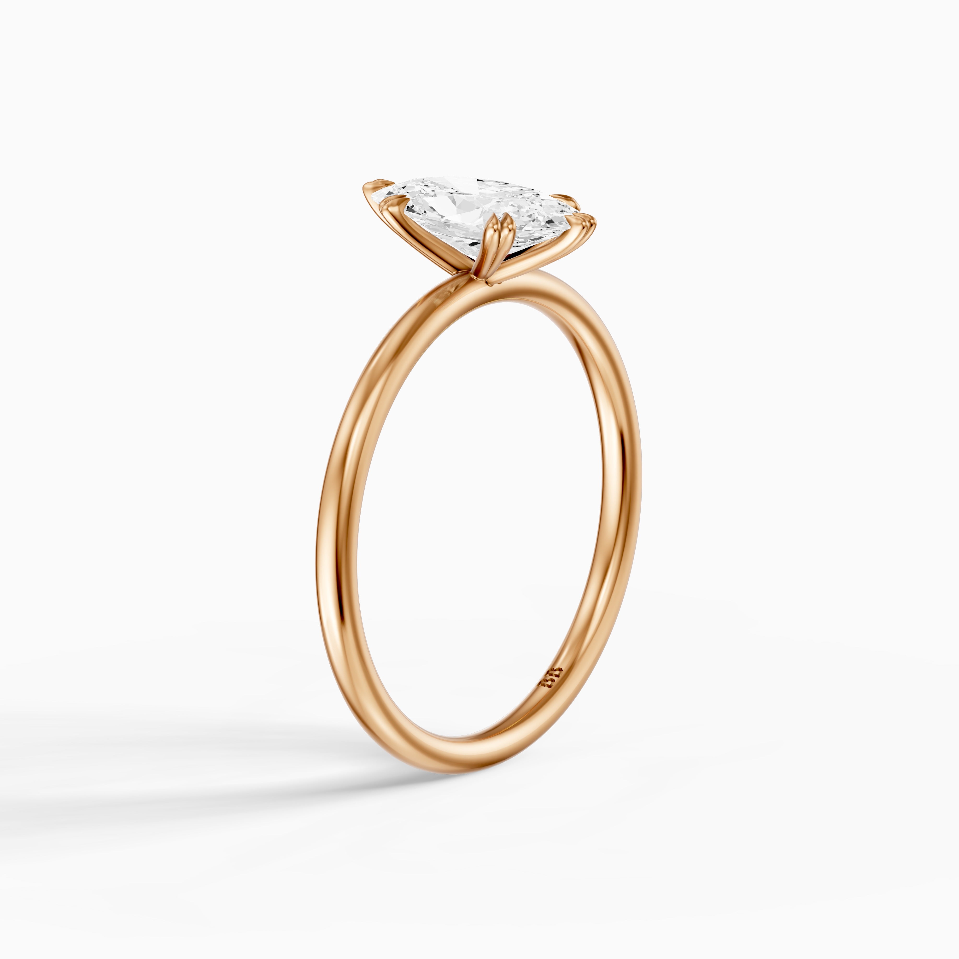 Juni Double Claw Prongs Moval Moissanite Diamond Solitaire Ring