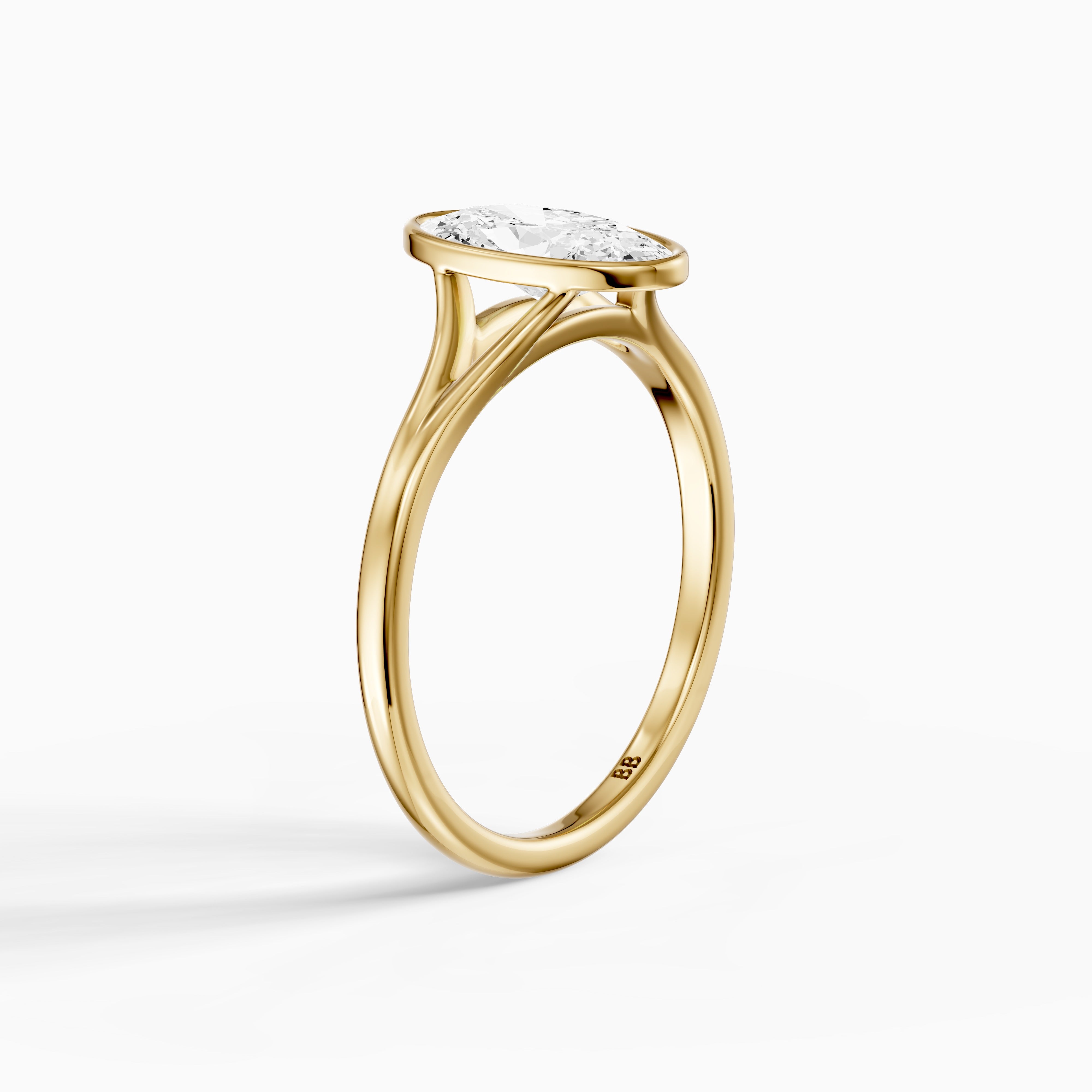 Freja Moval Moissanite Diamond Bezel Set Ring with Split Shank