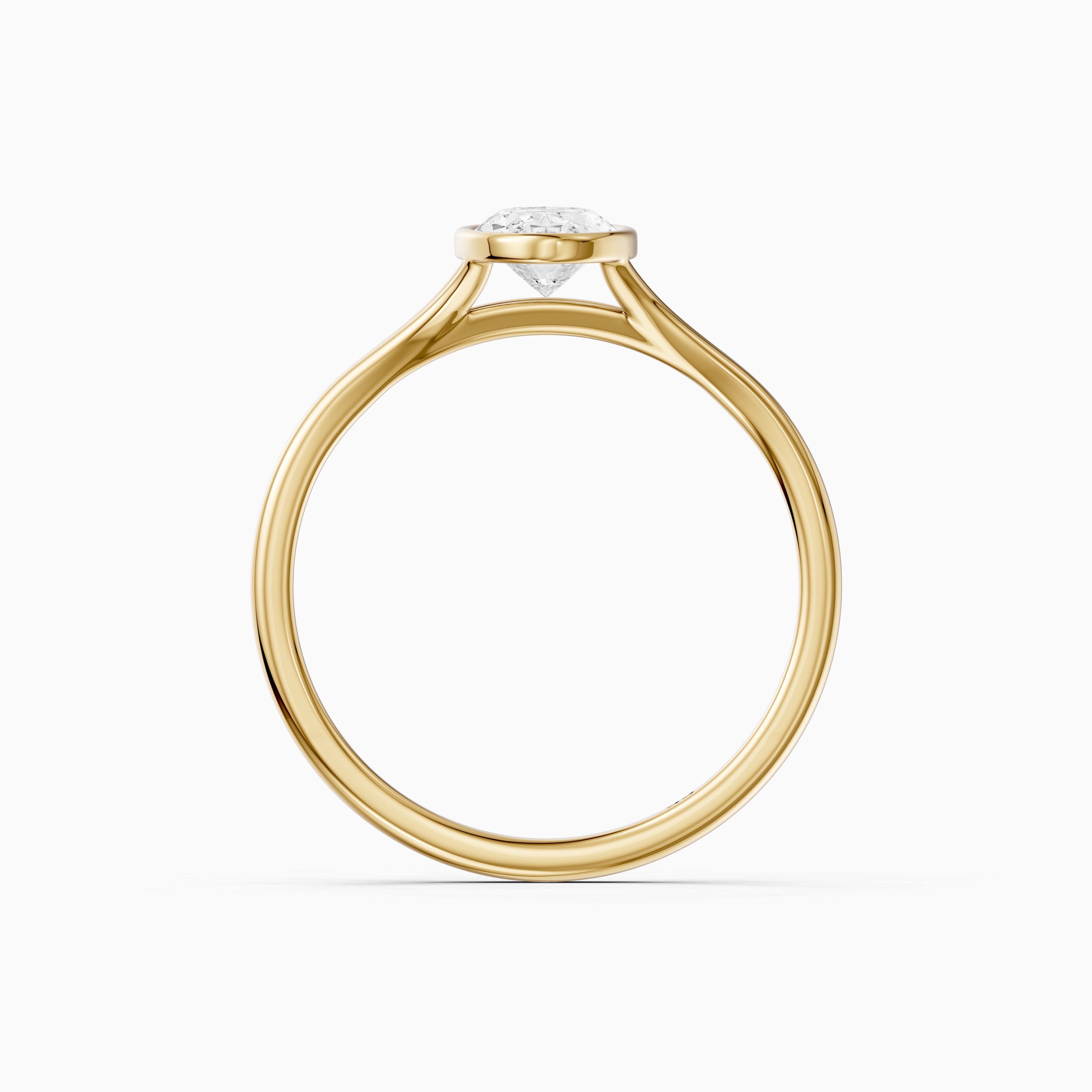 Freja Moval Moissanite Diamond Bezel Set Ring with Split Shank