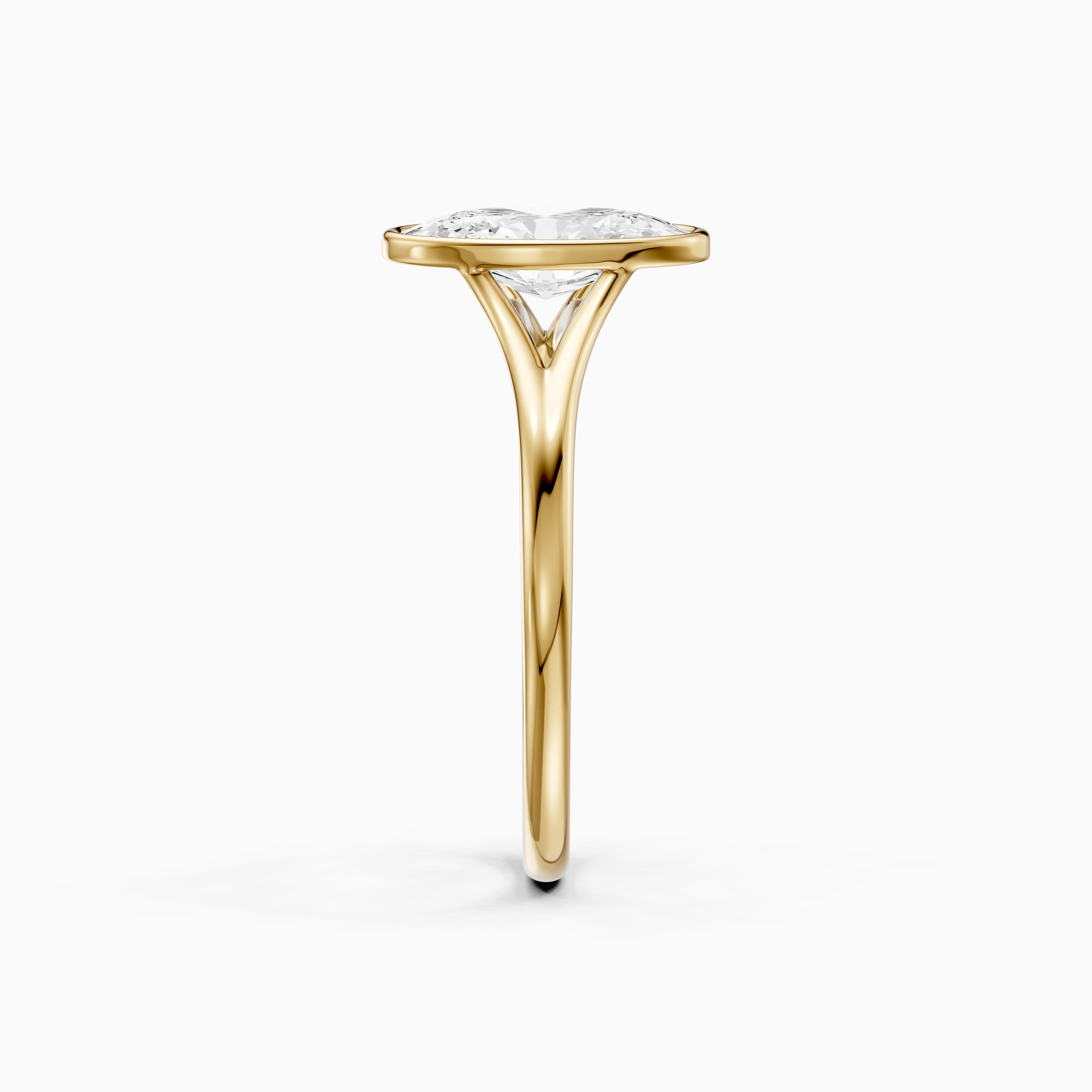 Freja Moval Moissanite Diamond Bezel Set Ring with Split Shank