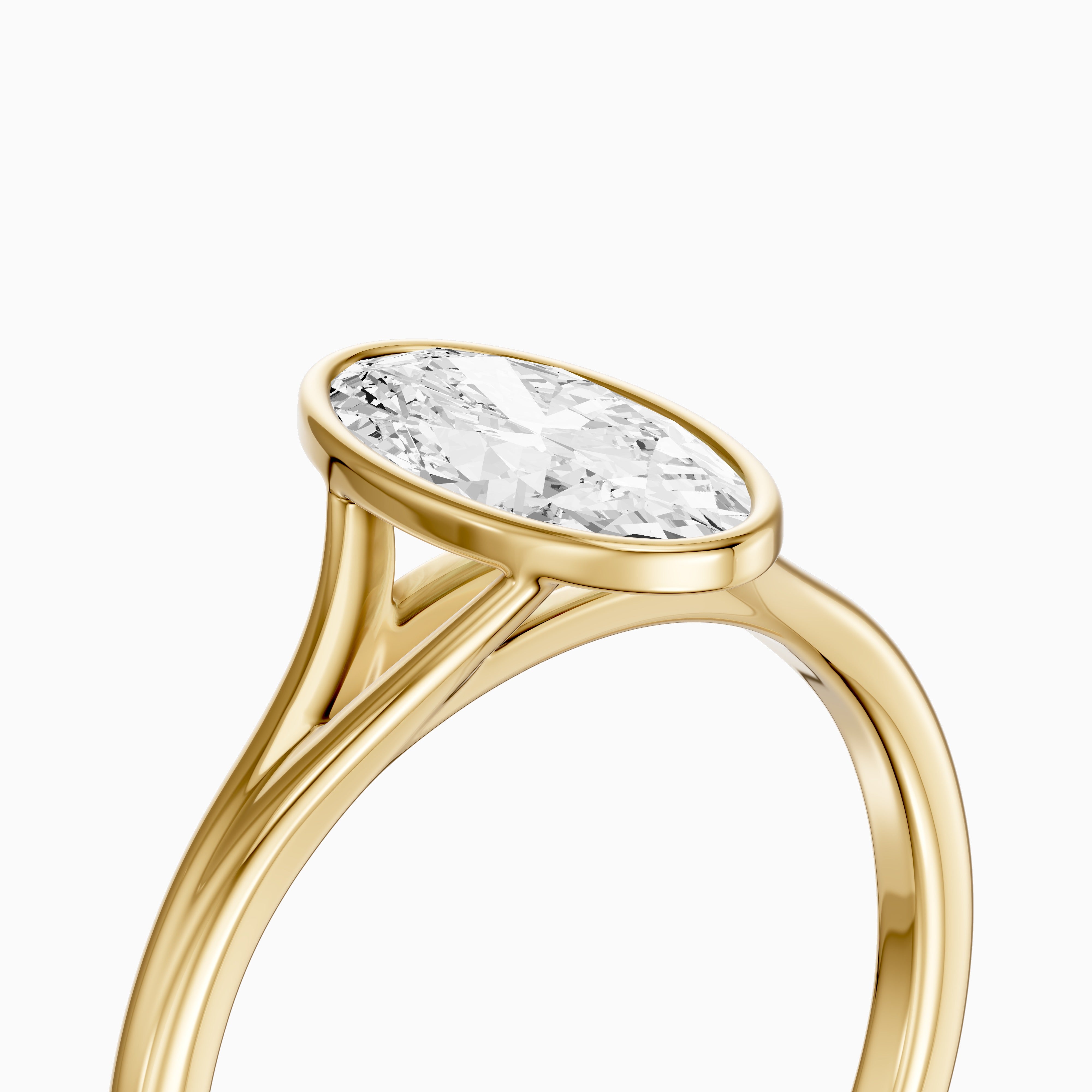 Freja Moval Moissanite Diamond Bezel Set Ring with Split Shank