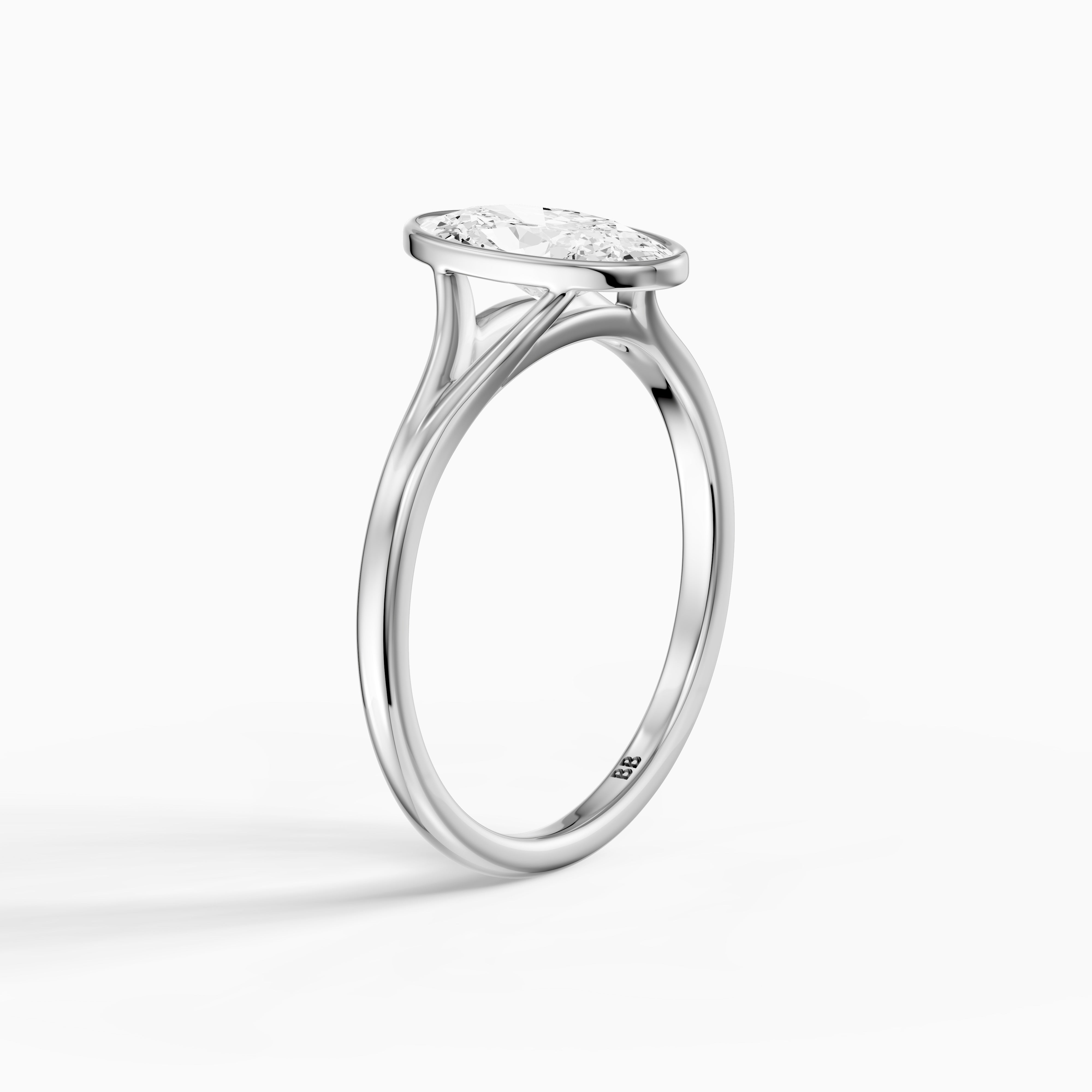Freja Moval Moissanite Diamond Bezel Set Ring with Split Shank