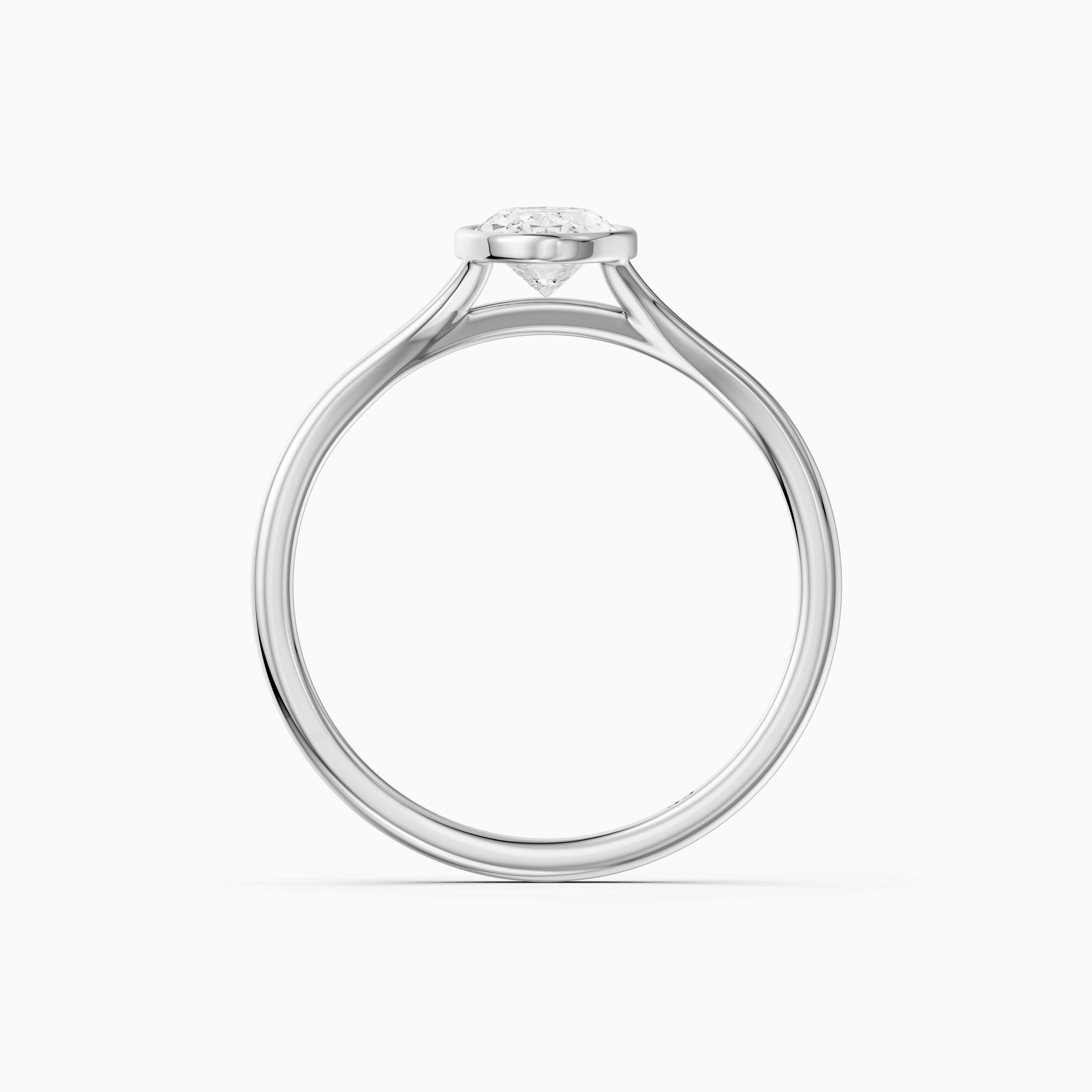 Freja Moval Moissanite Diamond Bezel Set Ring with Split Shank