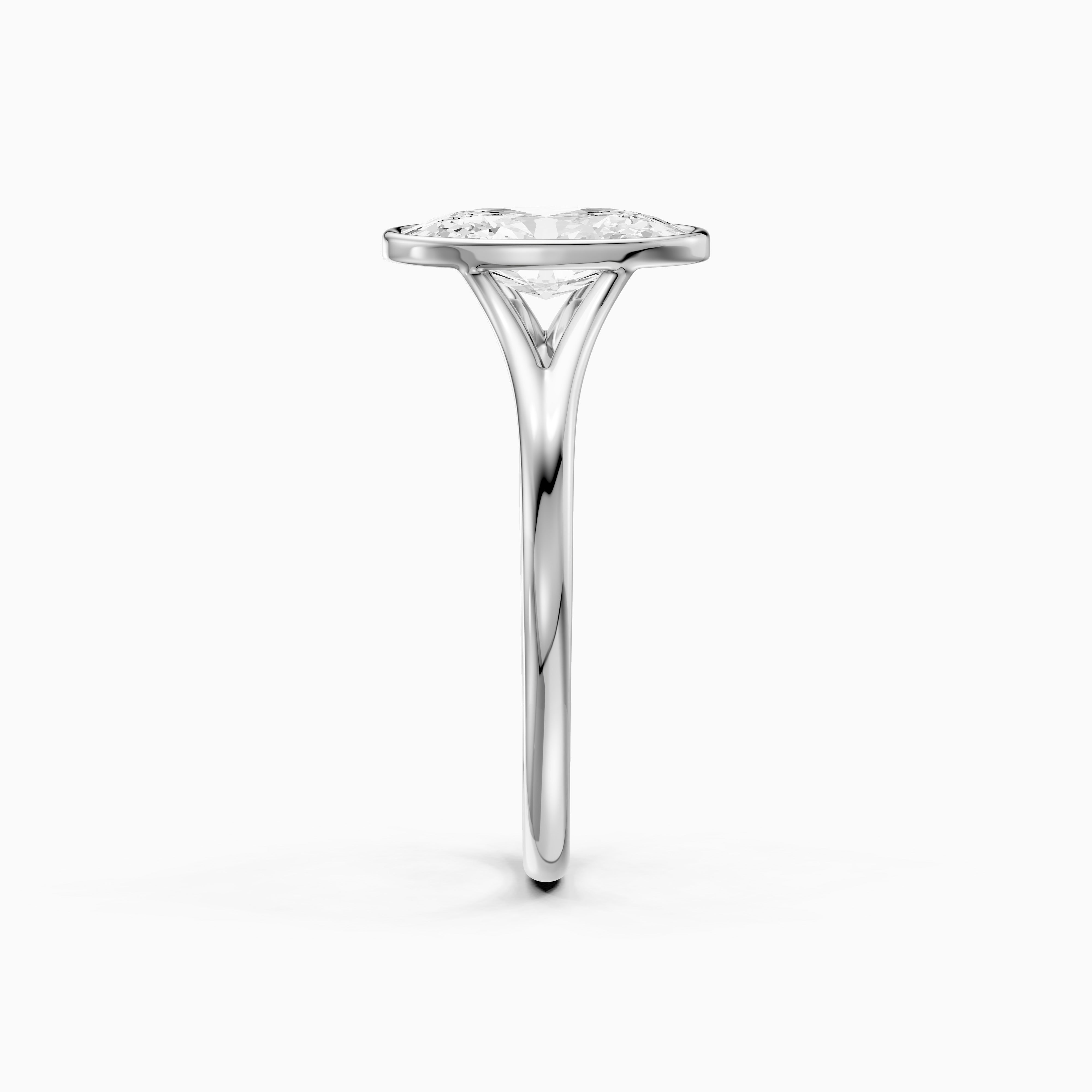 Freja Moval Moissanite Diamond Bezel Set Ring with Split Shank