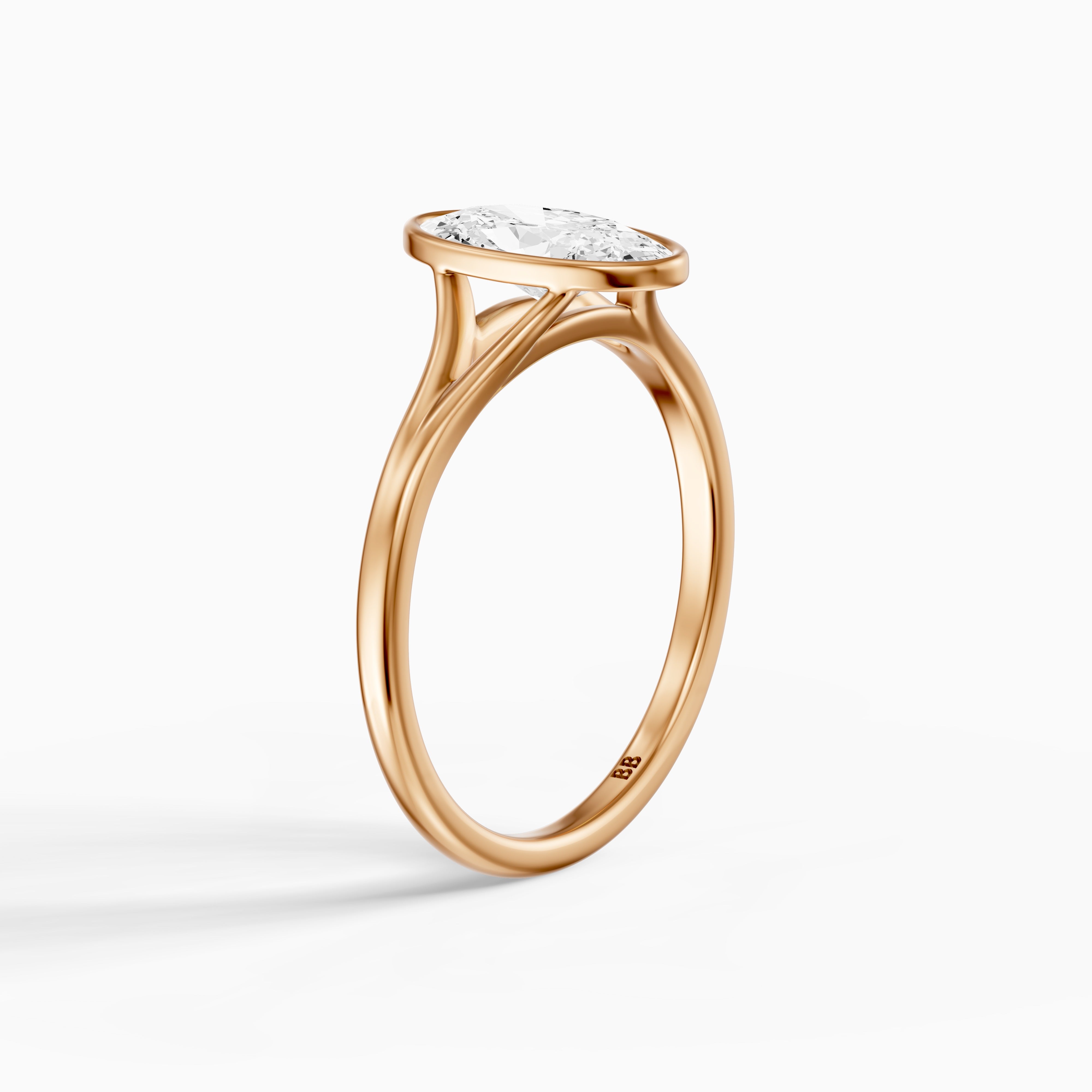 Freja Moval Moissanite Diamond Bezel Set Ring with Split Shank