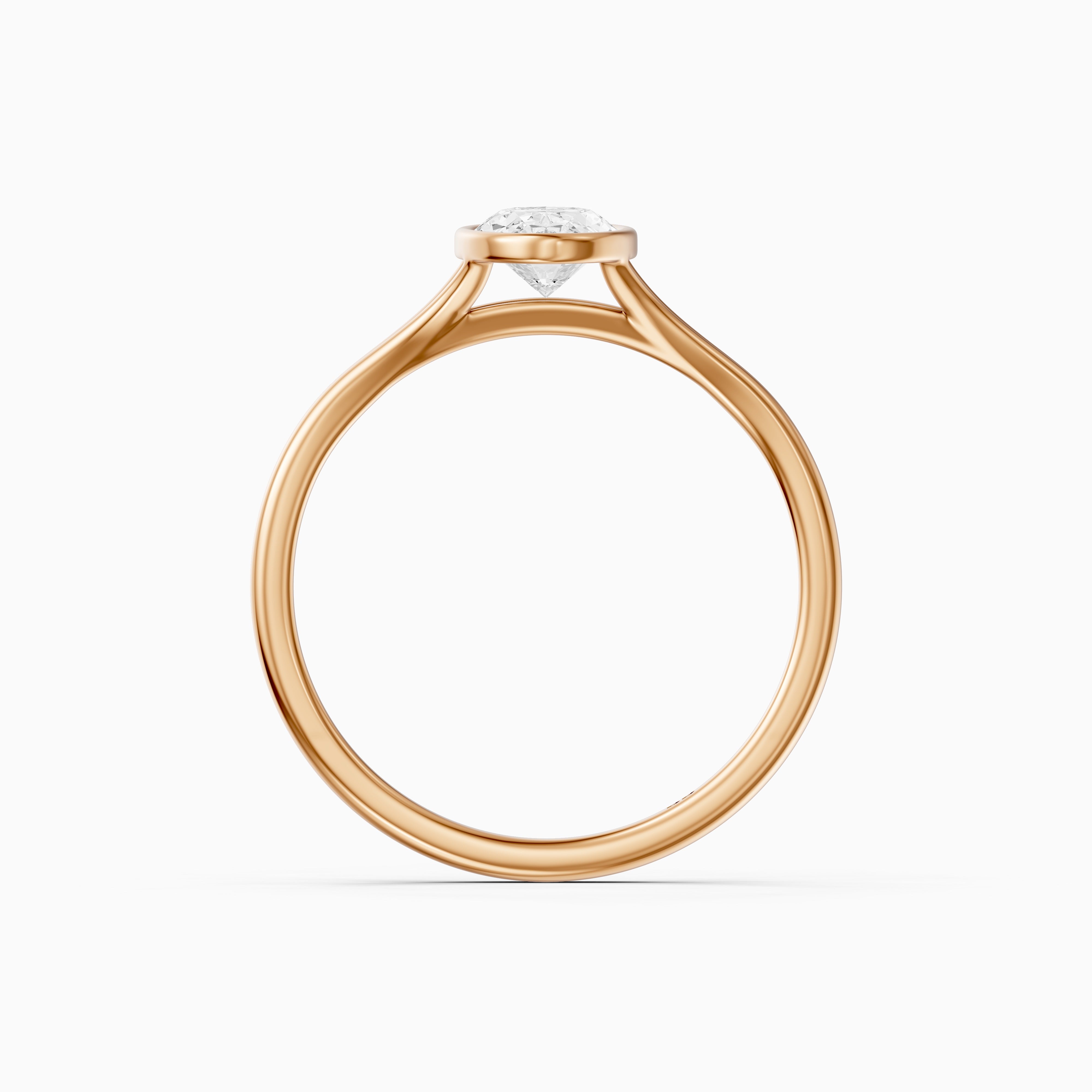 Freja Moval Moissanite Diamond Bezel Set Ring with Split Shank