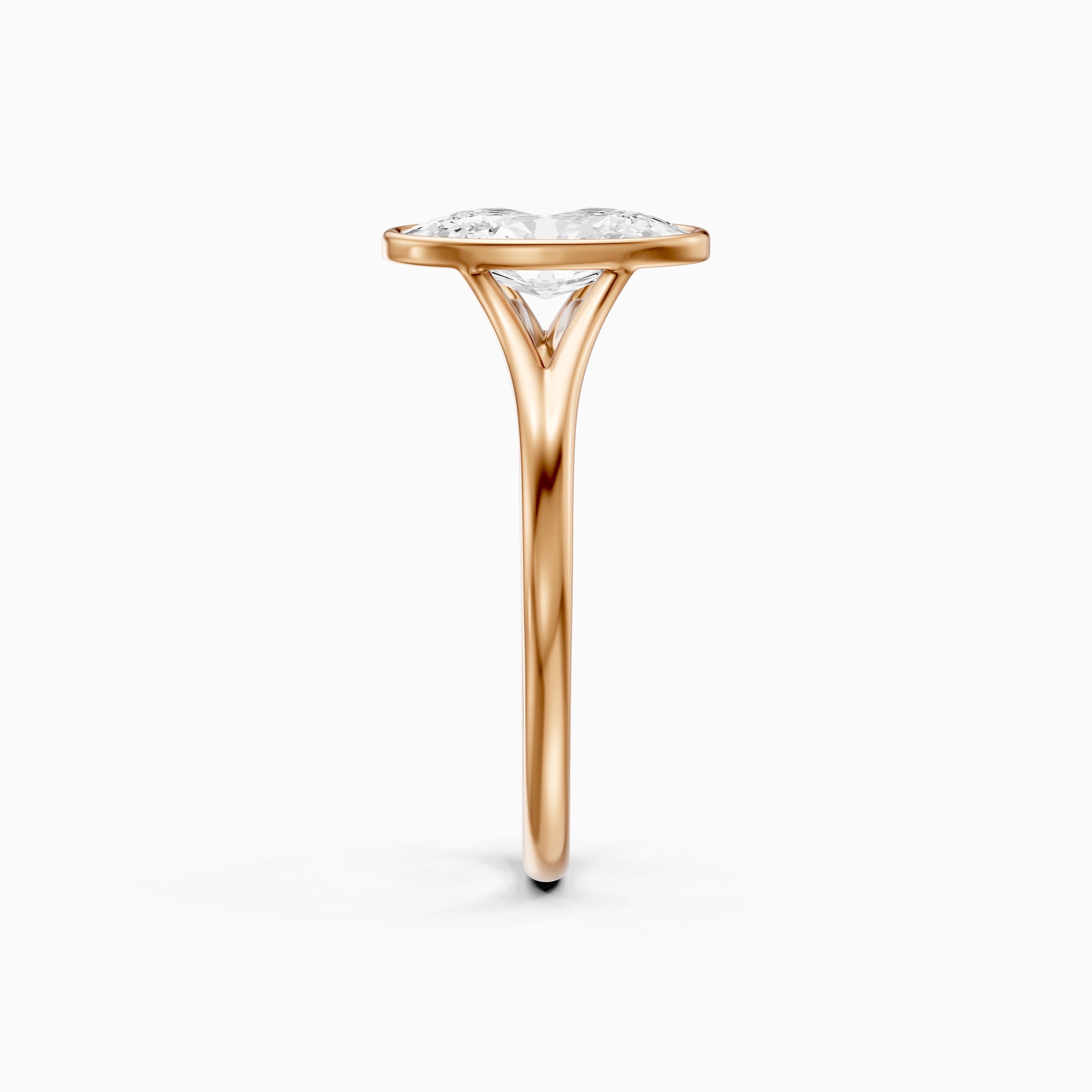 Freja Moval Moissanite Diamond Bezel Set Ring with Split Shank