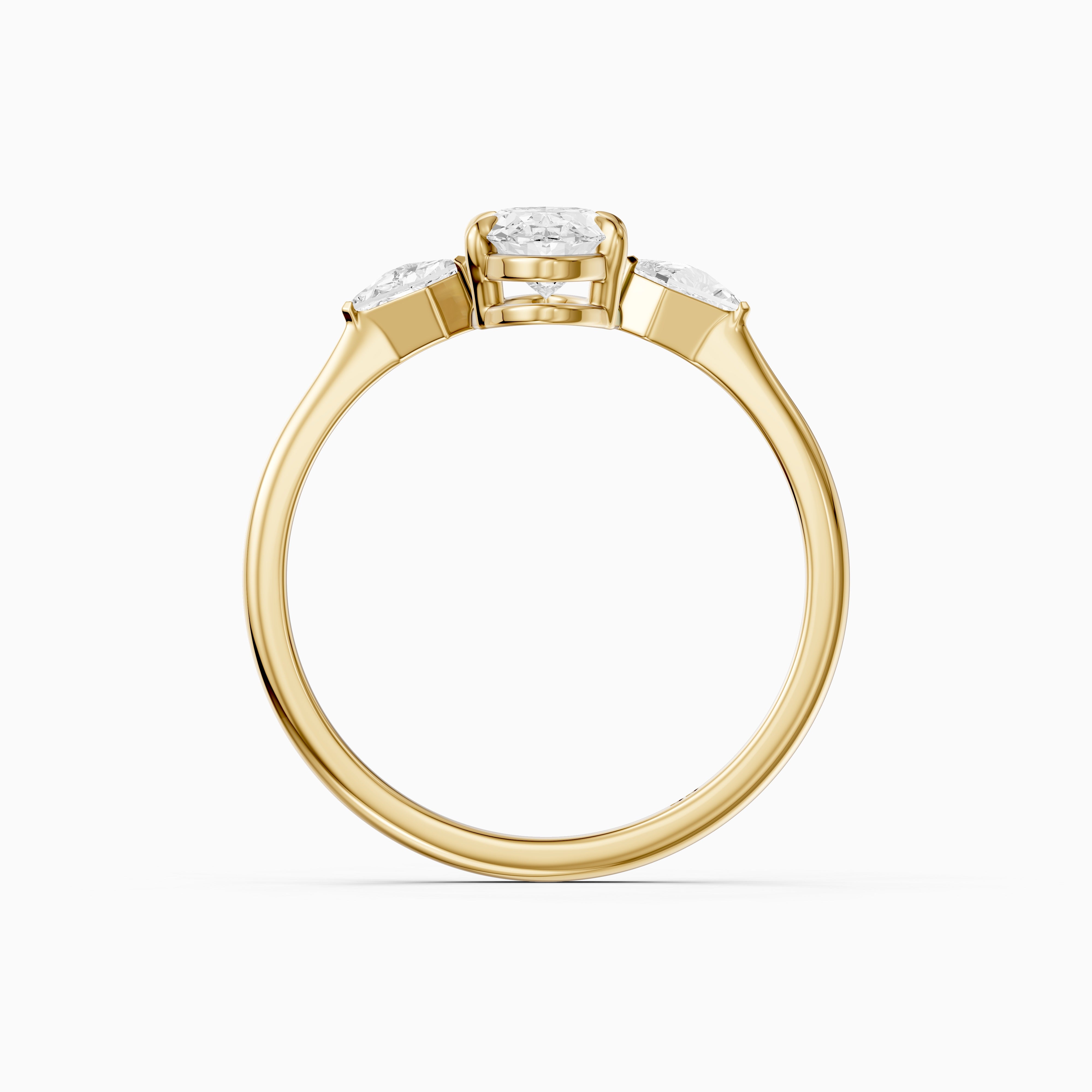 Elin Moval Cut Moissanite Diamond Engagement Ring with Kite Side Stones