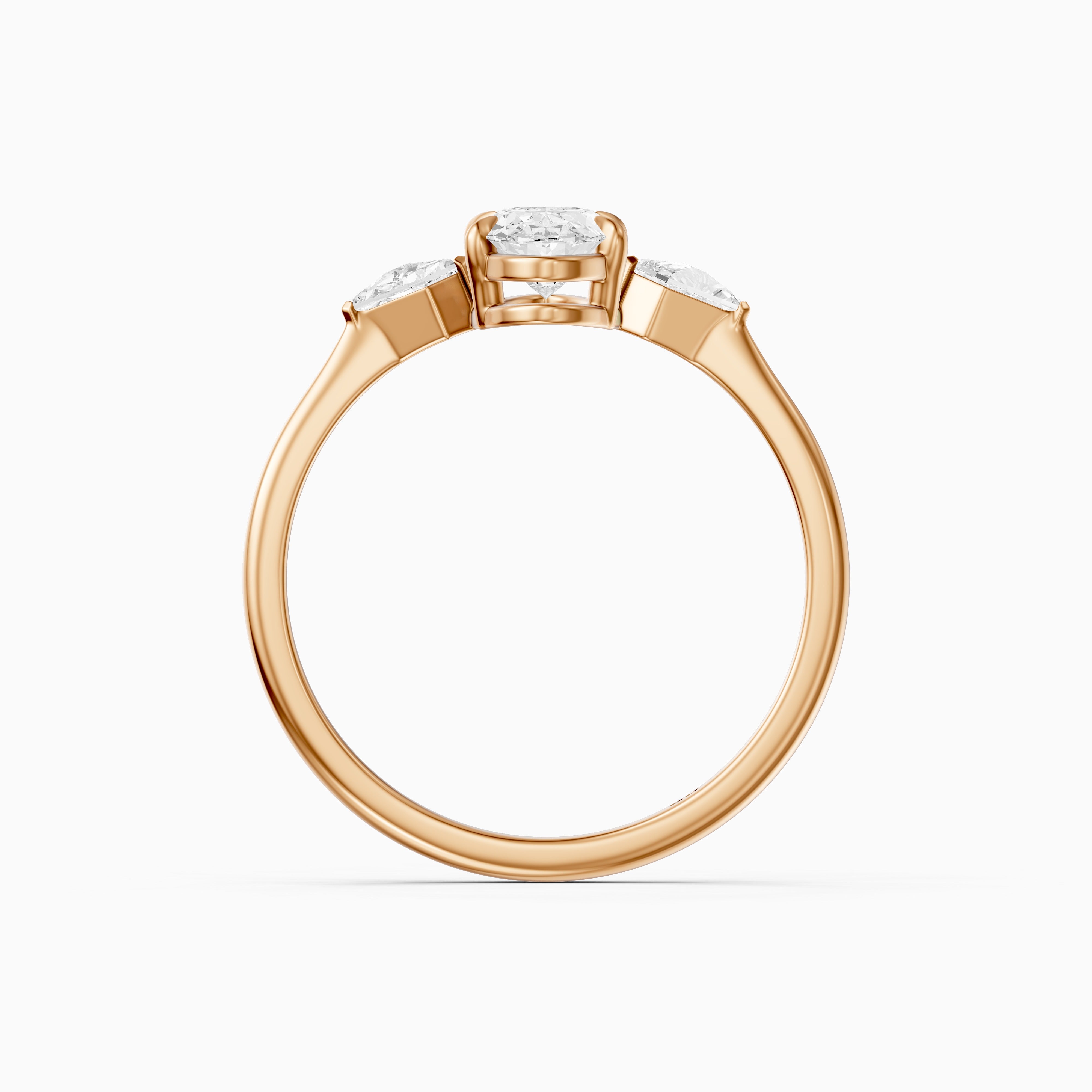 Elin Moval Cut Moissanite Diamond Engagement Ring with Kite Side Stones