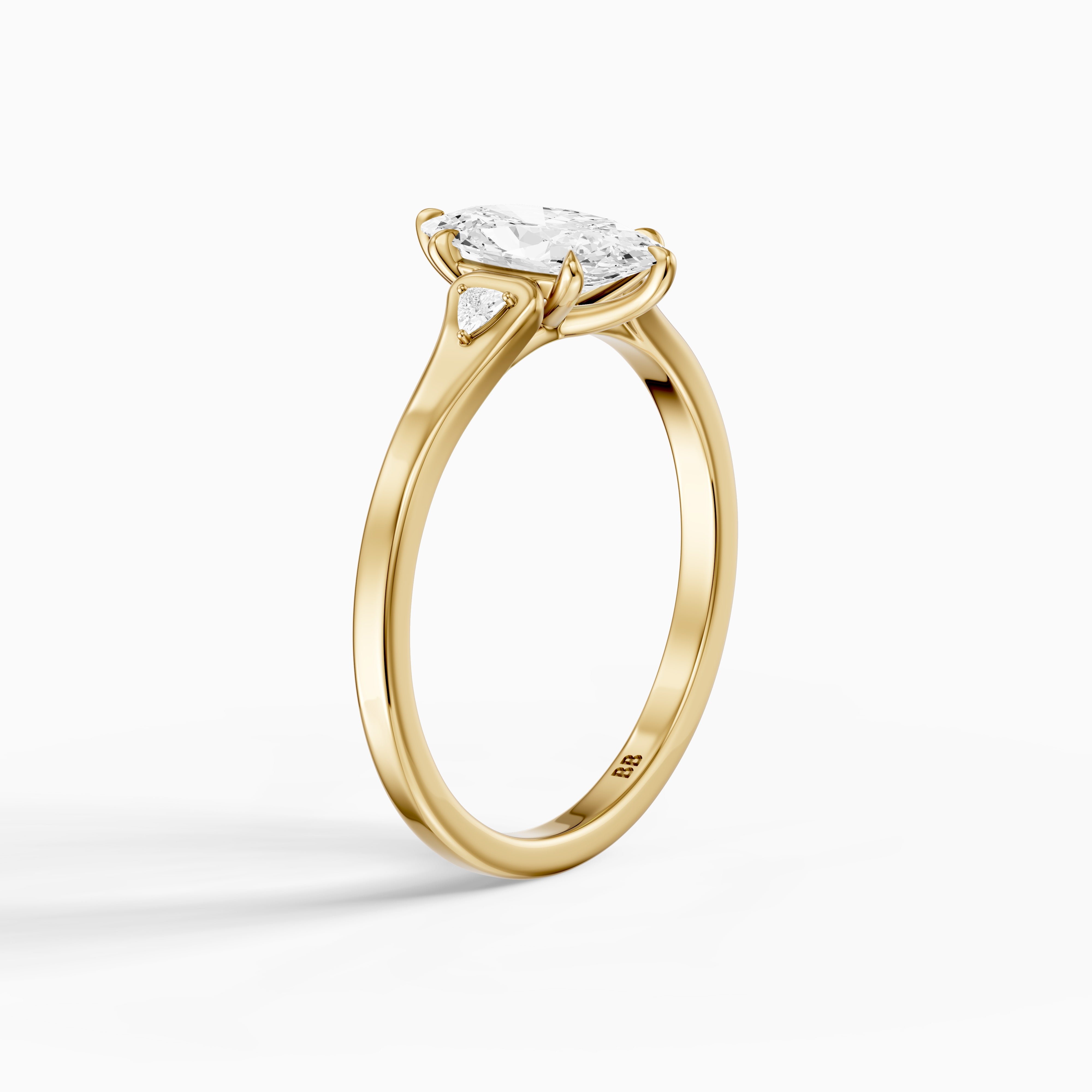 Eline Moval Cut Moissanite Diamond Three Stone Ring with Trillion Accents