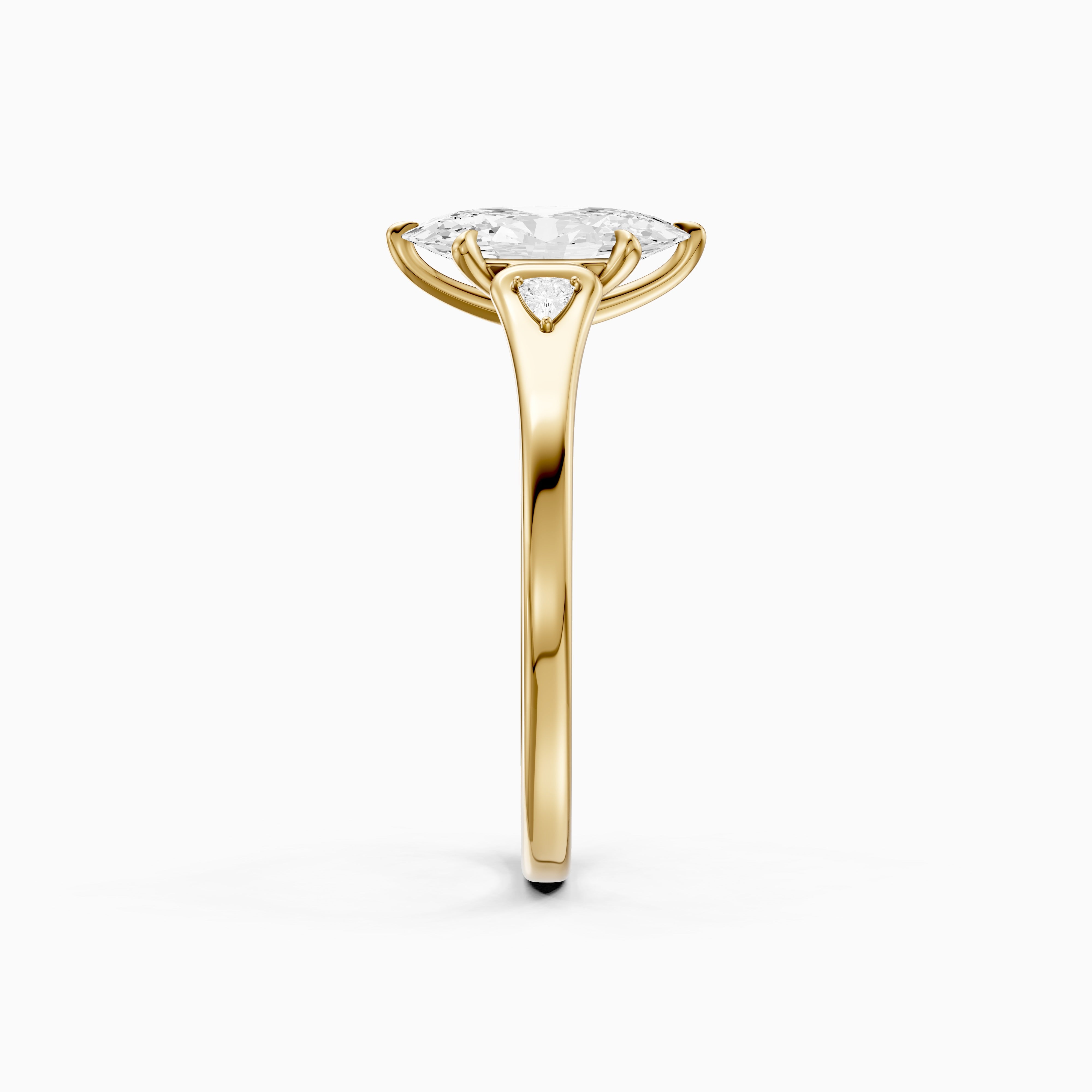 Eline Moval Cut Moissanite Diamond Three Stone Ring with Trillion Accents