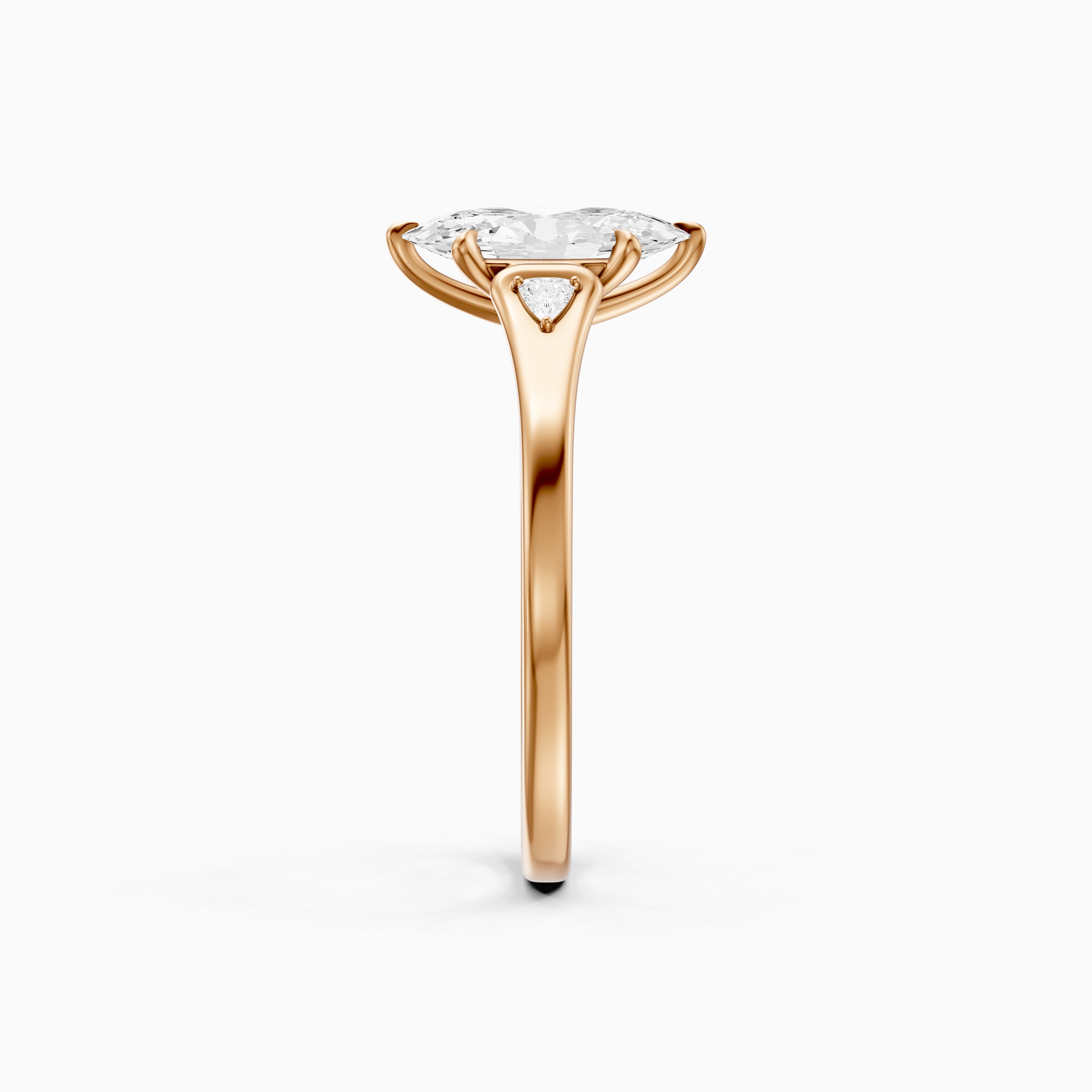 Eline Moval Cut Moissanite Diamond Three Stone Ring with Trillion Accents