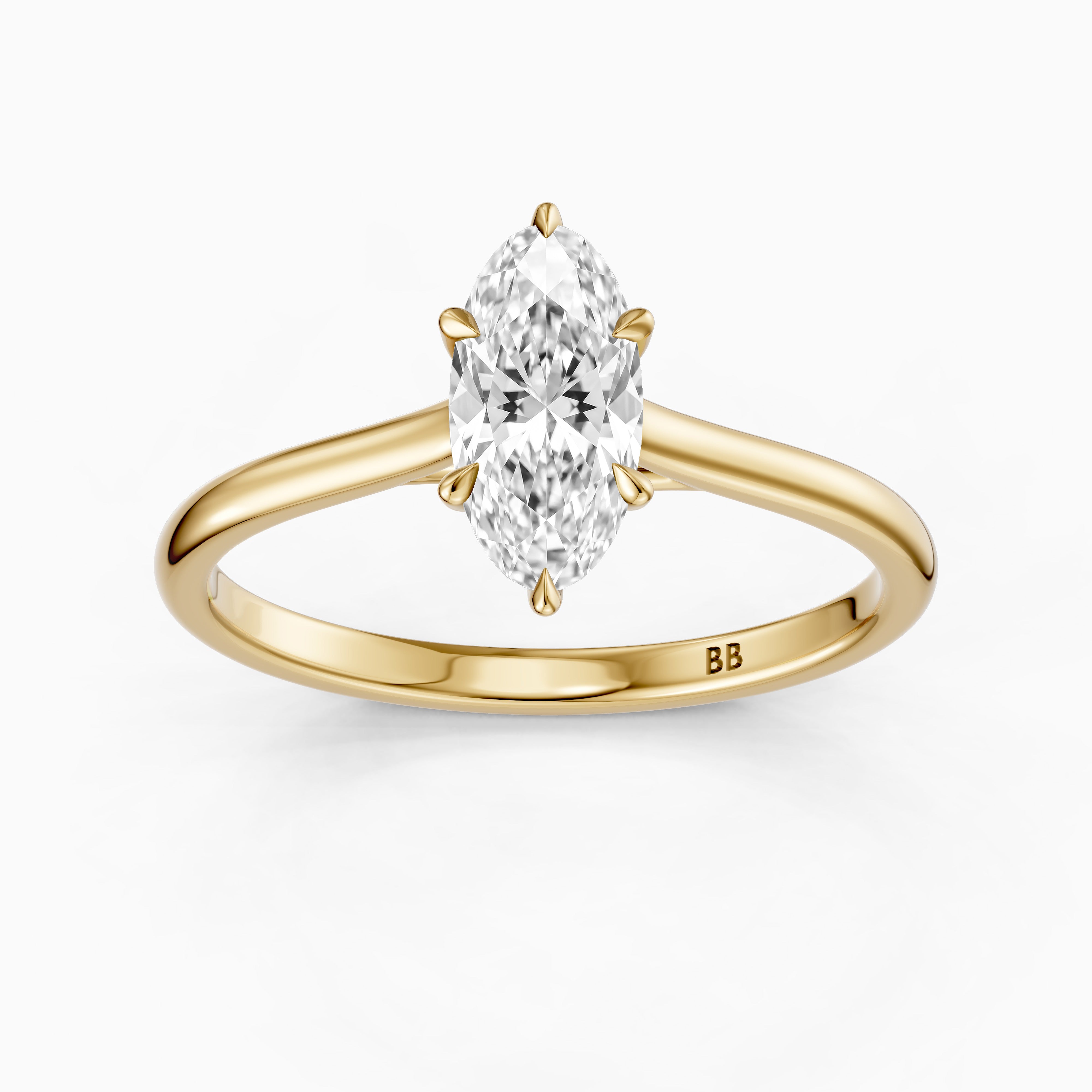 Jette Moval Cut Moissanite Diamond 6 Prong Solitaire Ring