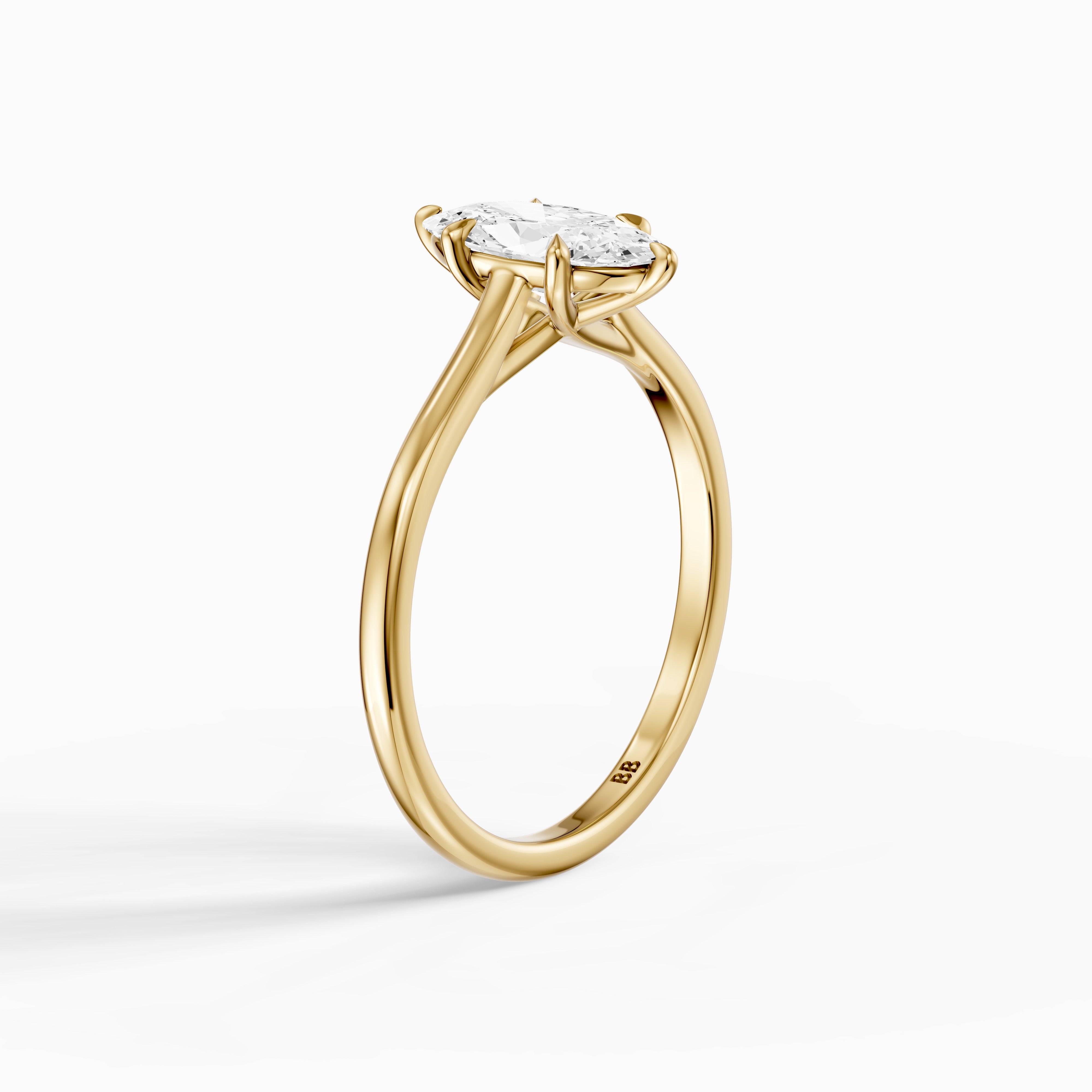 Jette Moval Cut Moissanite Diamond 6 Prong Solitaire Ring