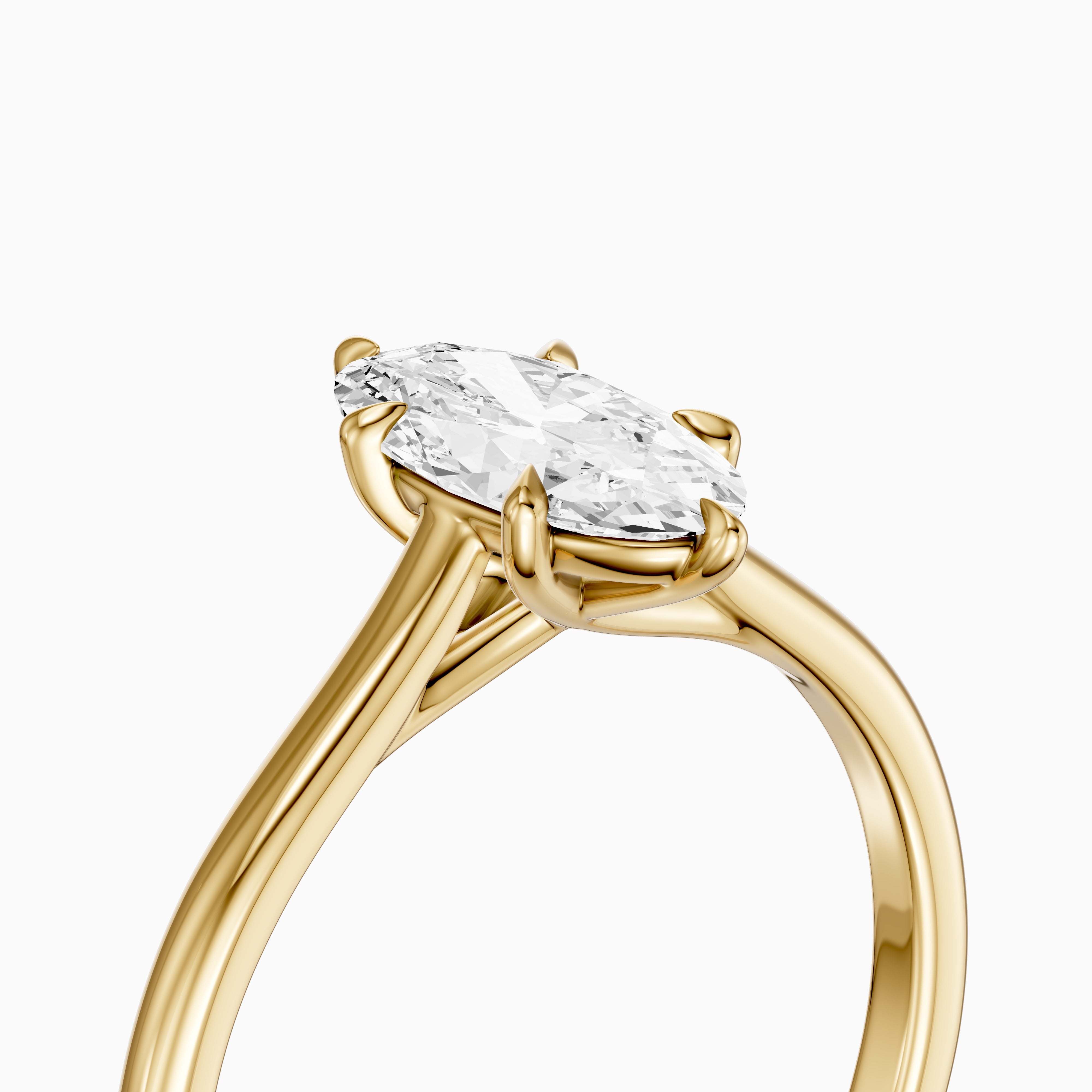 Jette Moval Cut Moissanite Diamond 6 Prong Solitaire Ring
