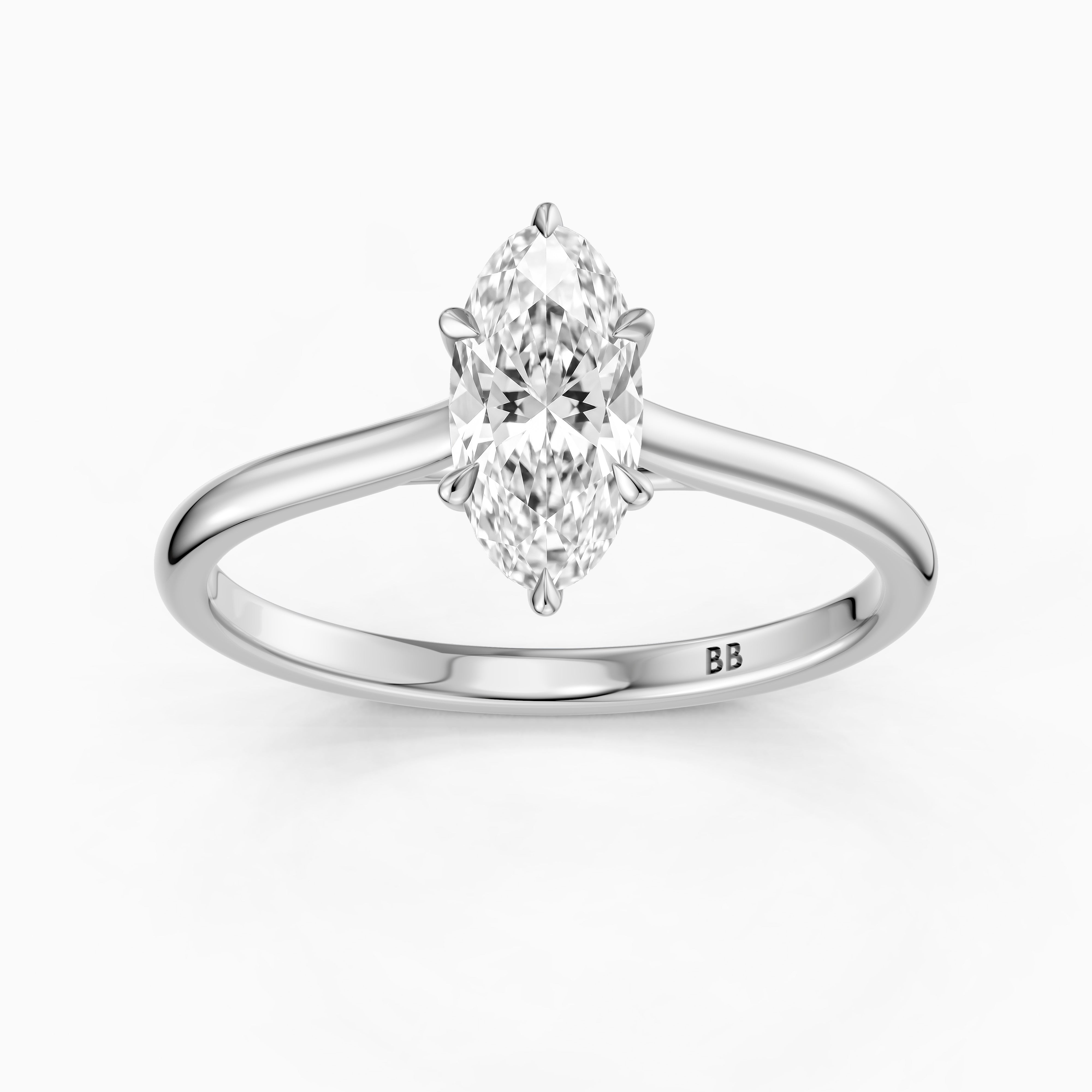 Jette Moval Cut Moissanite Diamond 6 Prong Solitaire Ring