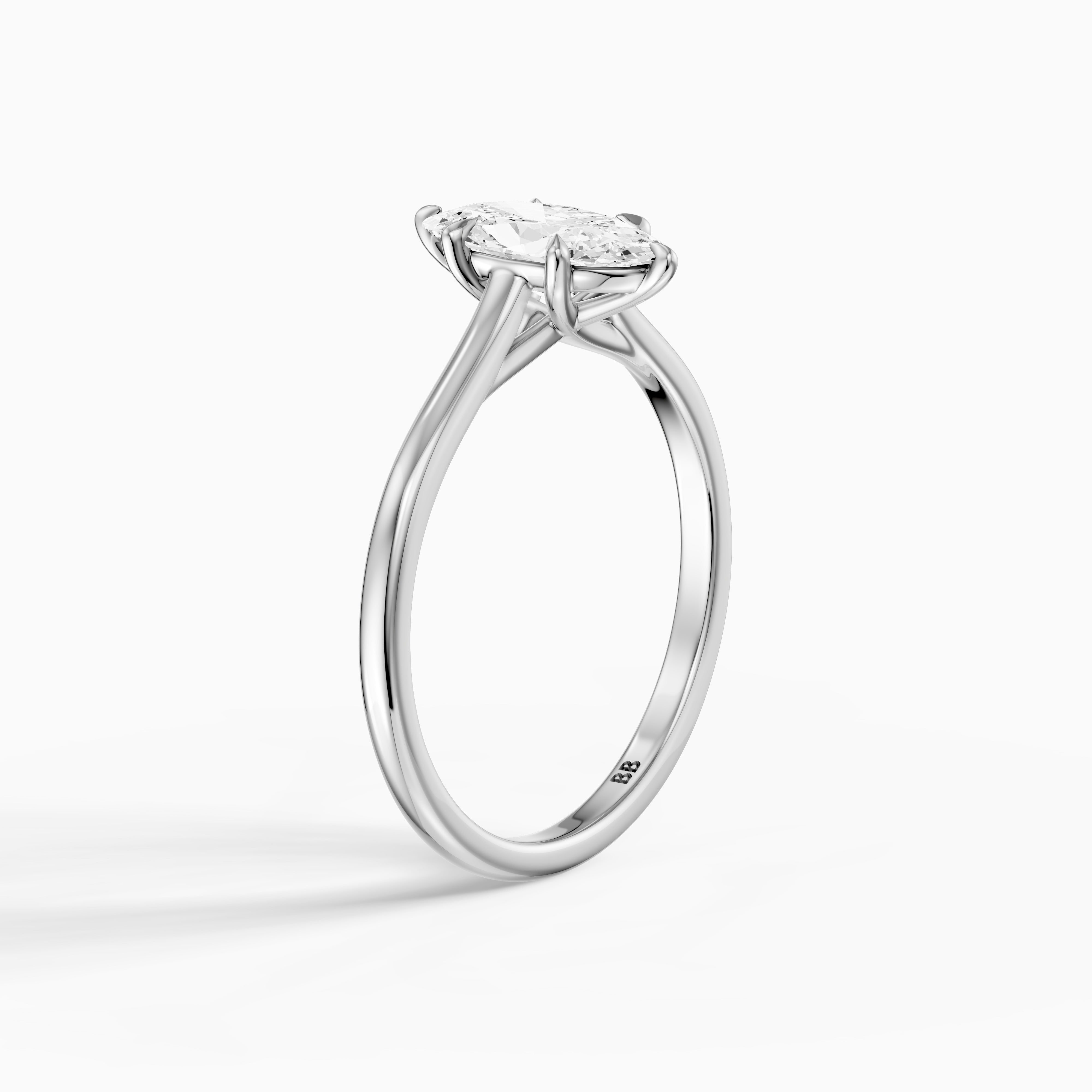 Jette Moval Cut Moissanite Diamond 6 Prong Solitaire Ring