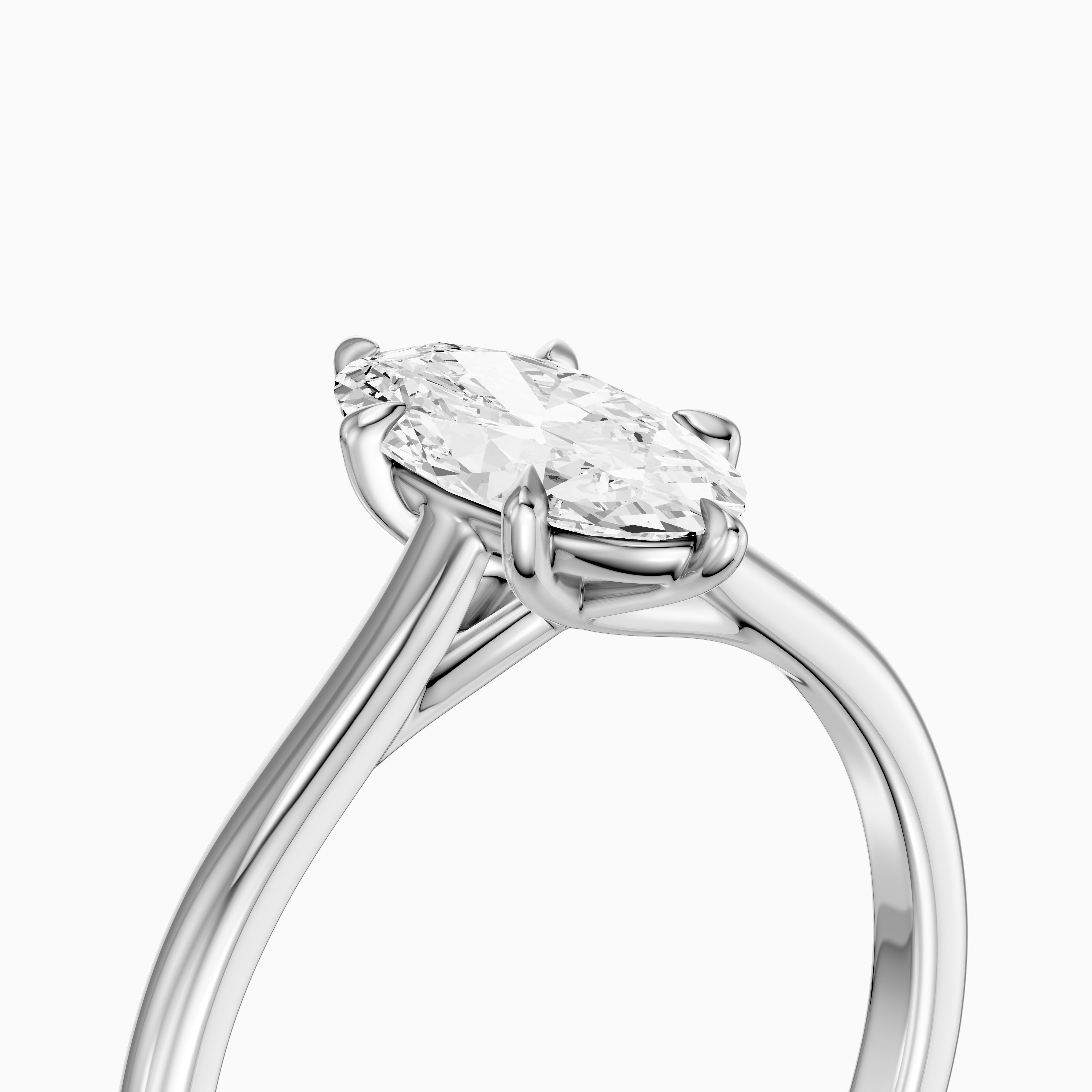 Jette Moval Cut Moissanite Diamond 6 Prong Solitaire Ring