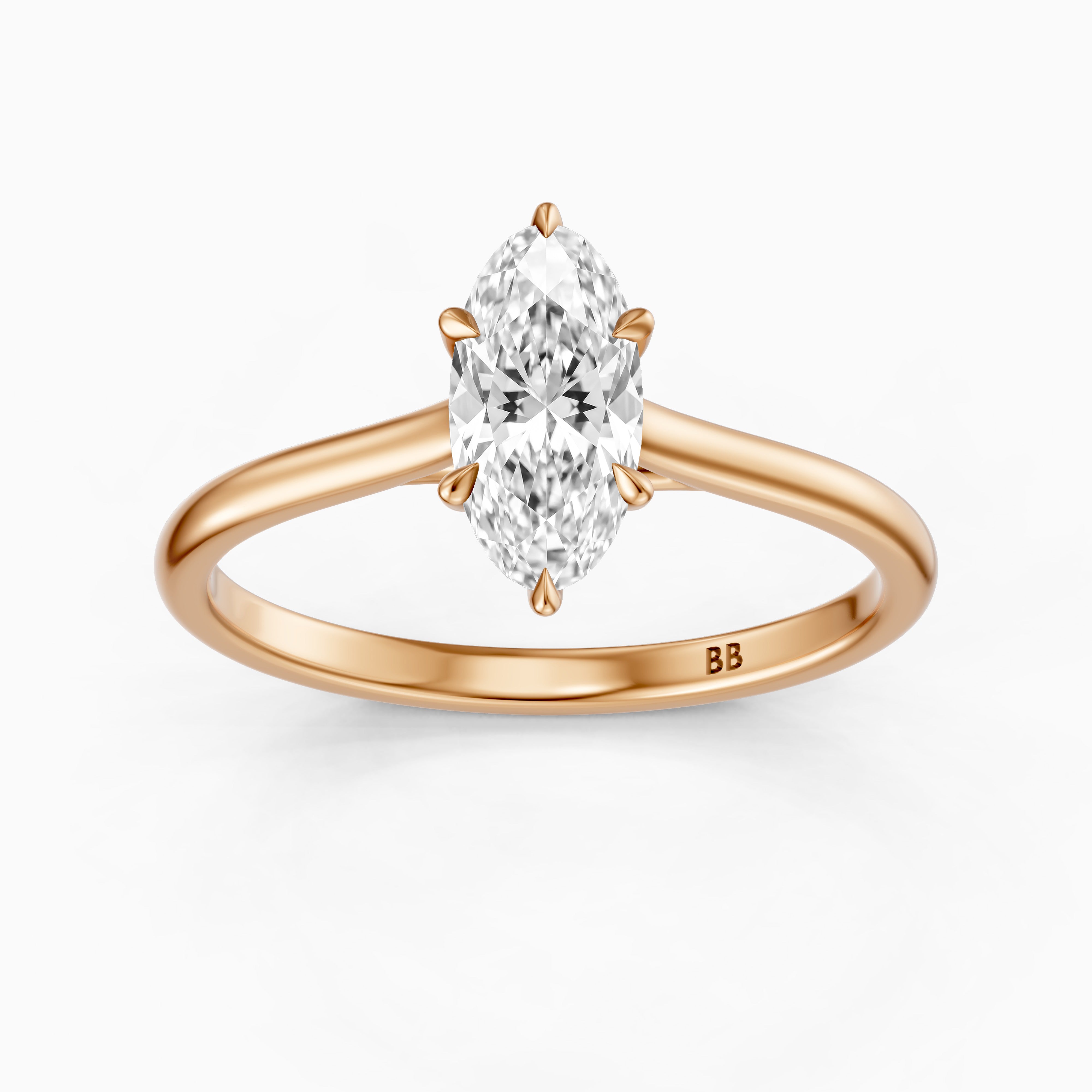 Jette Moval Cut Moissanite Diamond 6 Prong Solitaire Ring