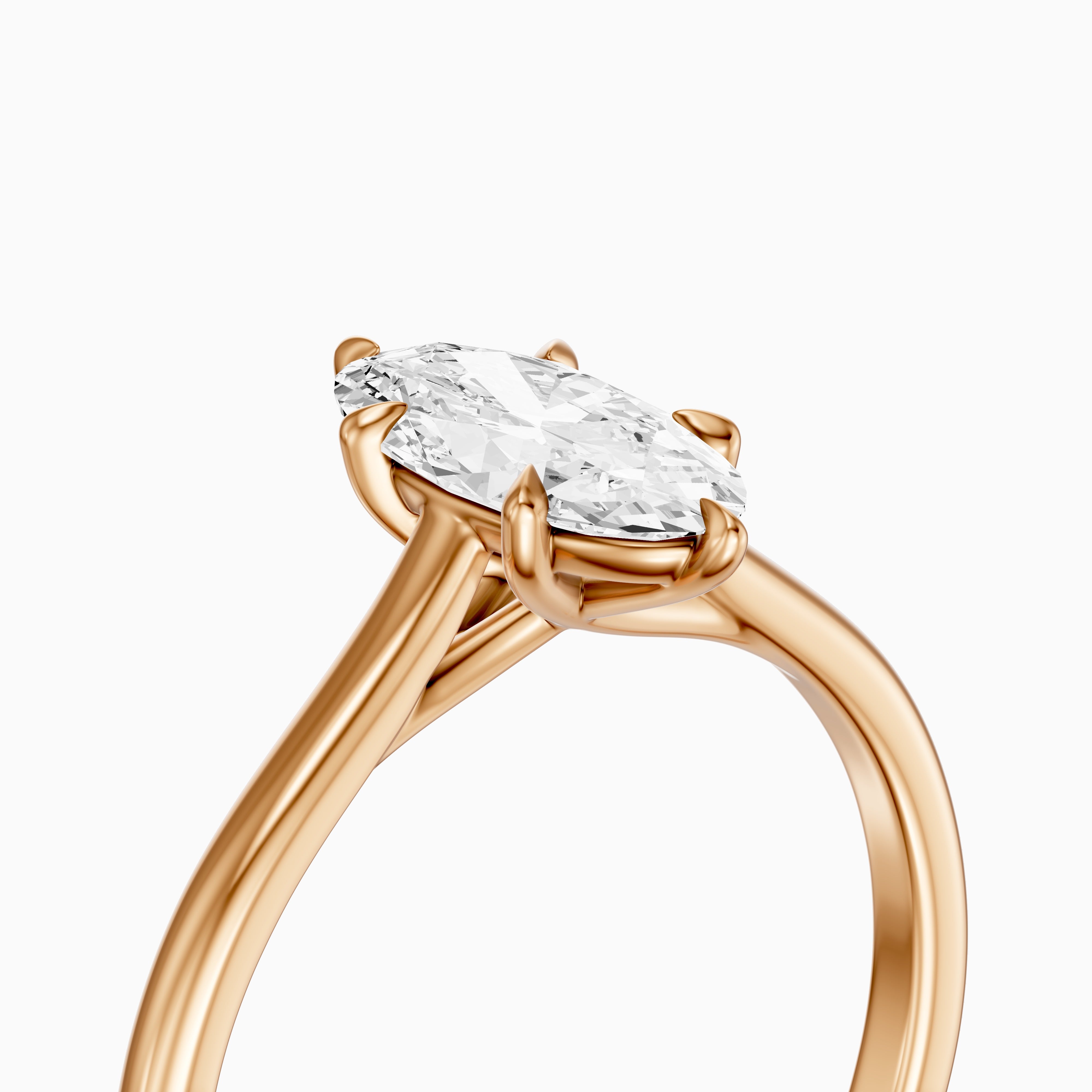 Jette Moval Cut Moissanite Diamond 6 Prong Solitaire Ring