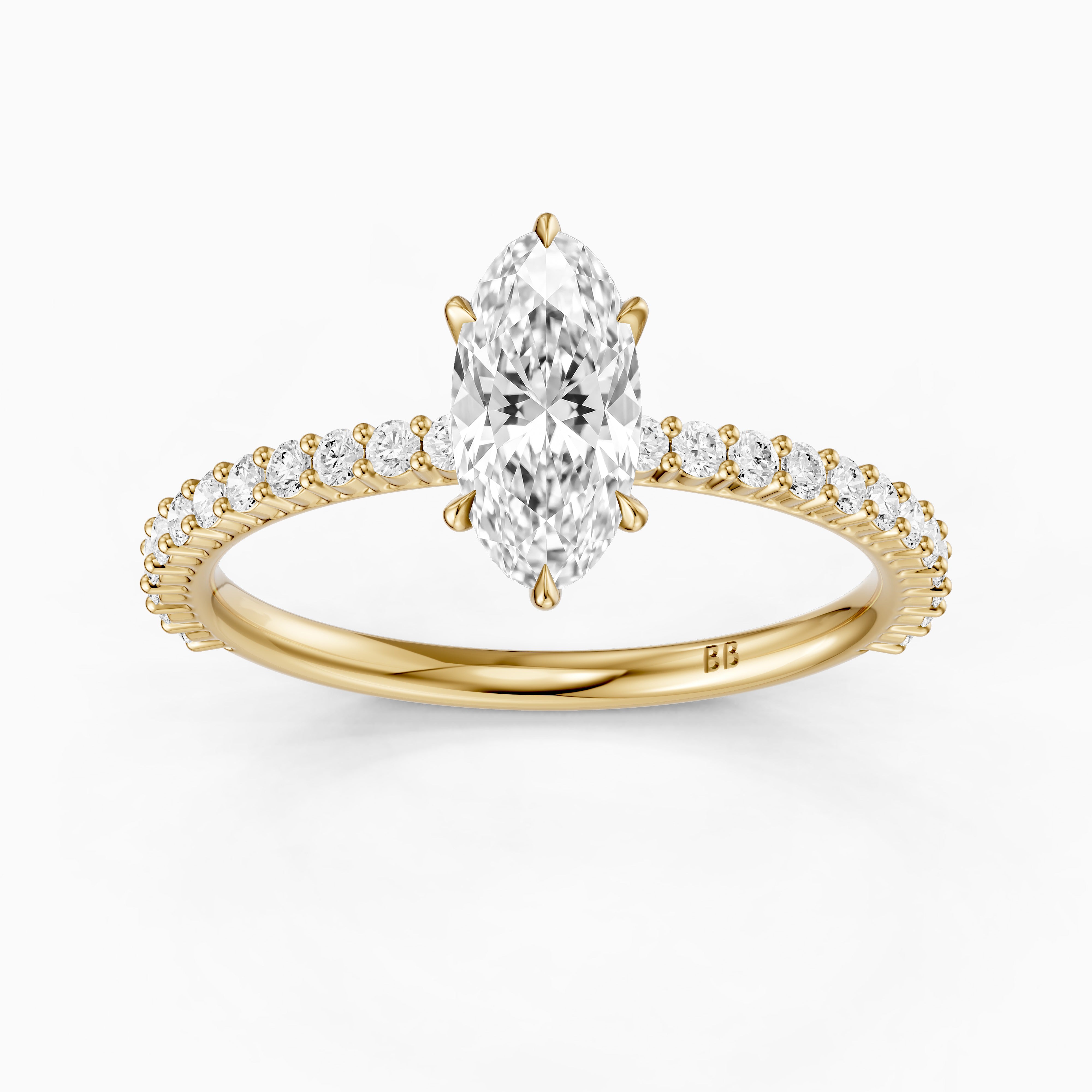 Louna Moval Moissanite Diamond Ring with Scalloped Pave Band