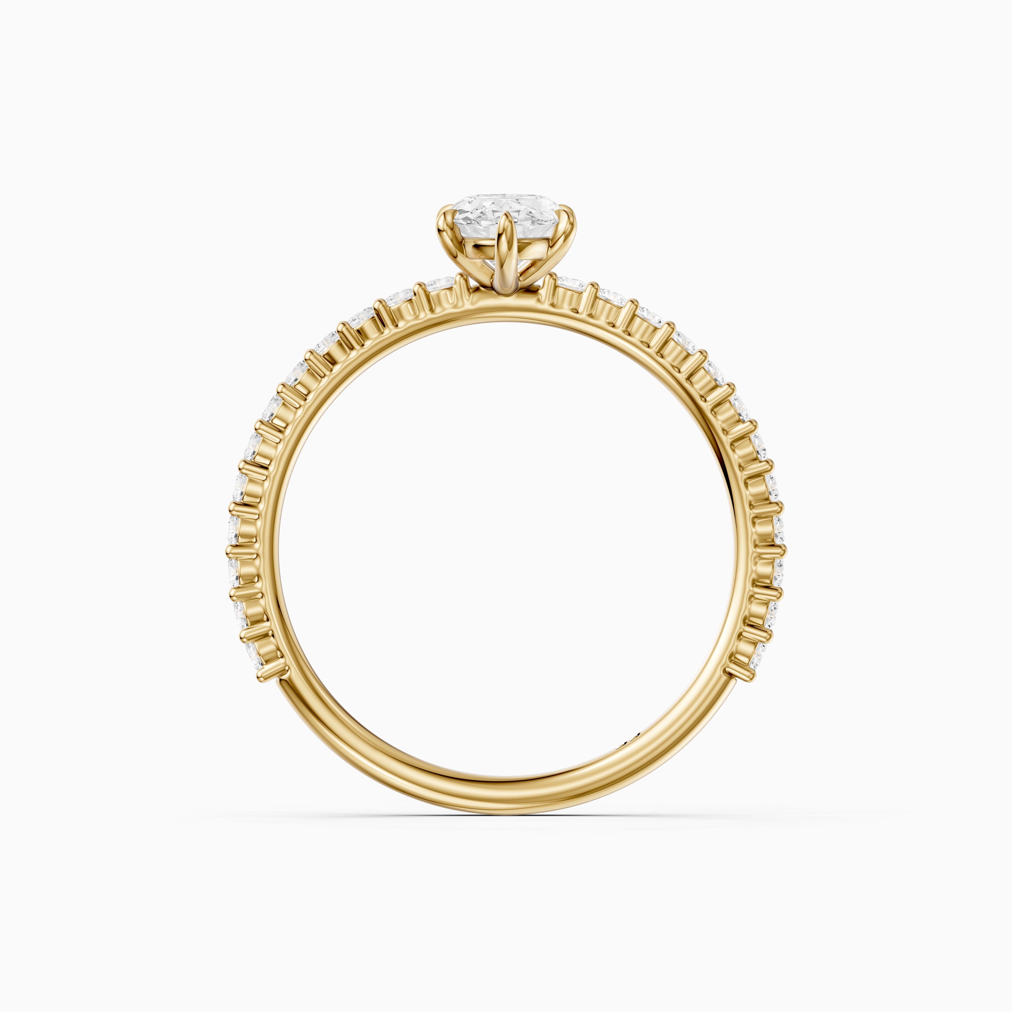 Louna Moval Moissanite Diamond Ring with Scalloped Pave Band