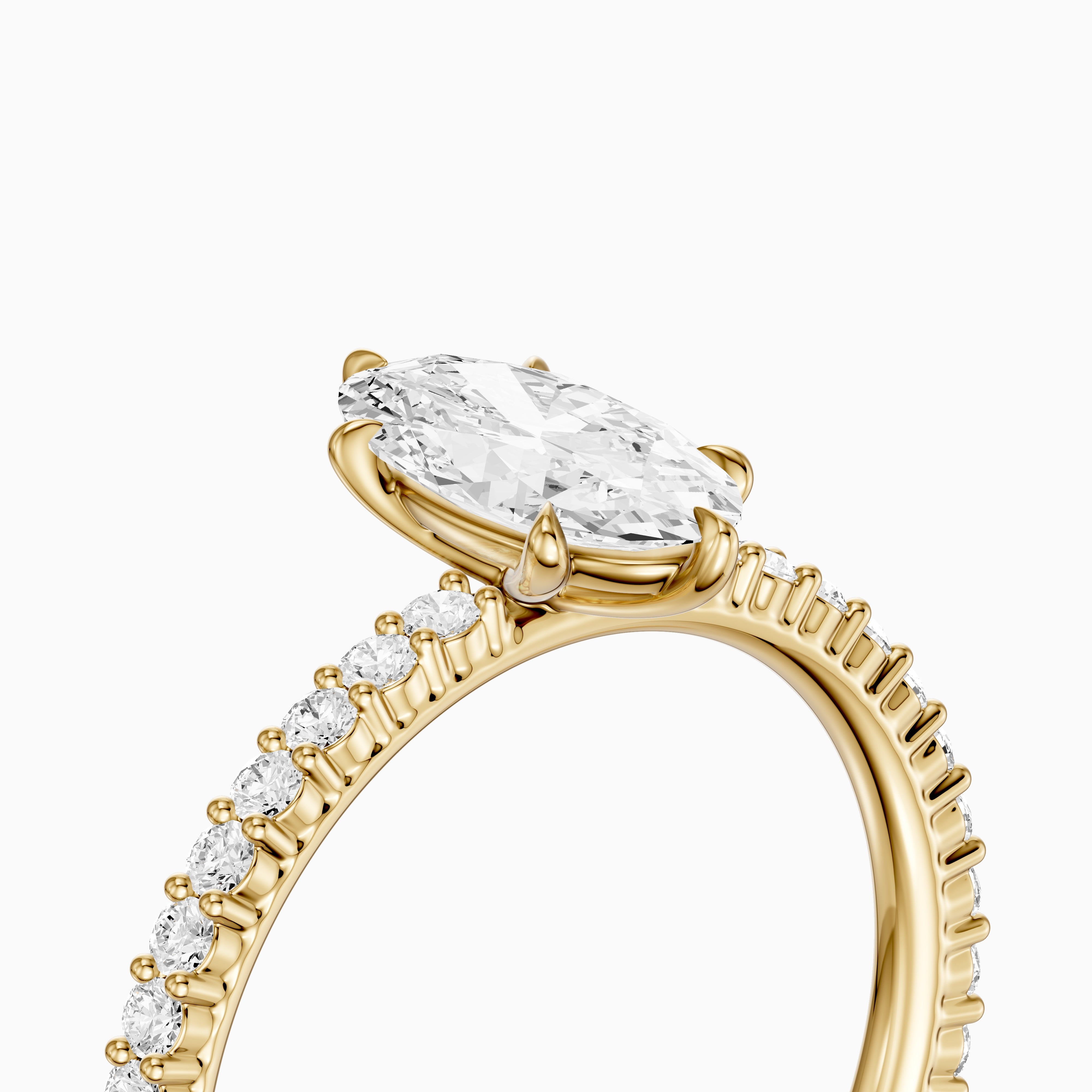 Louna Moval Moissanite Diamond Ring with Scalloped Pave Band