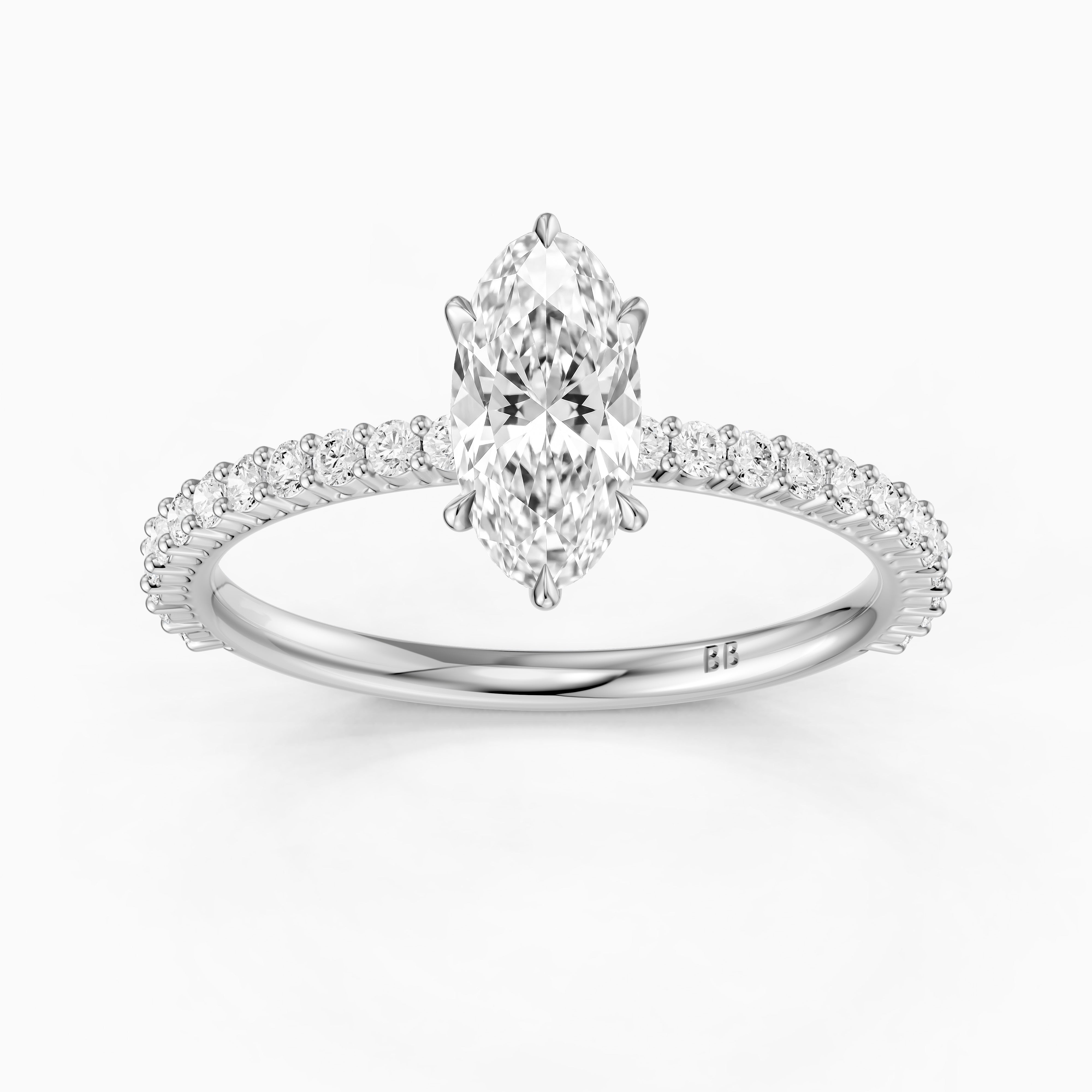 Louna Moval Moissanite Diamond Ring with Scalloped Pave Band