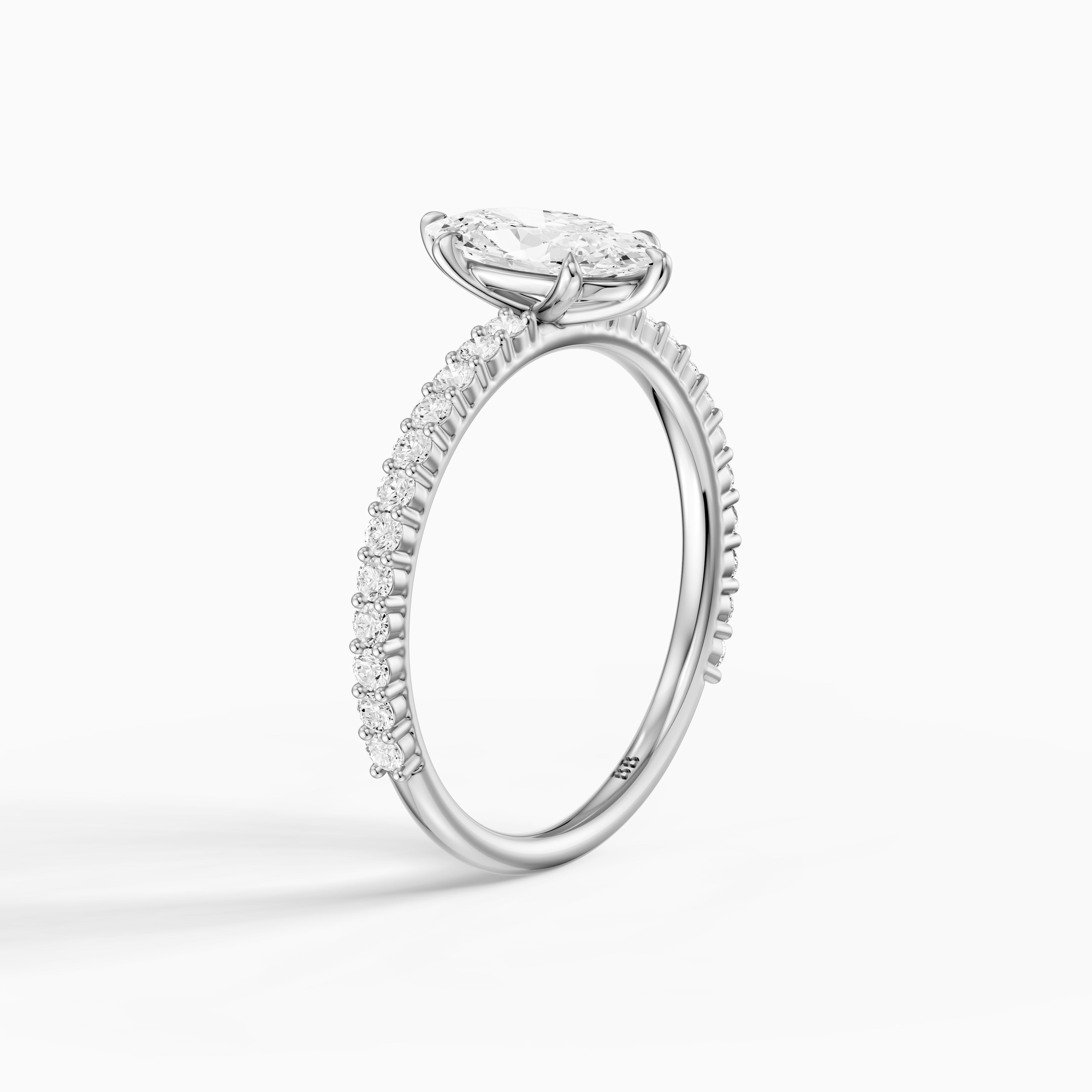 Louna Moval Moissanite Diamond Ring with Scalloped Pave Band