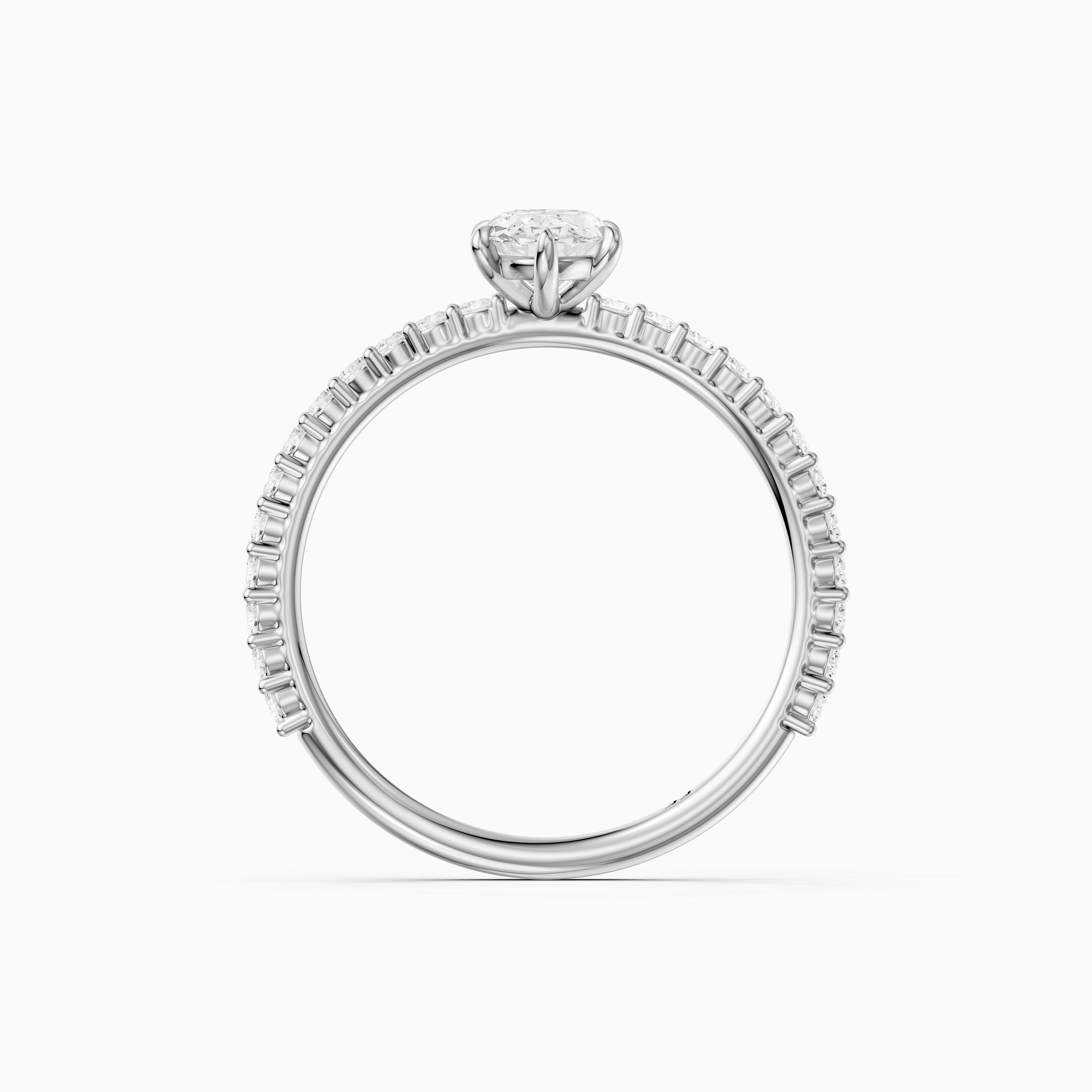 Louna Moval Moissanite Diamond Ring with Scalloped Pave Band