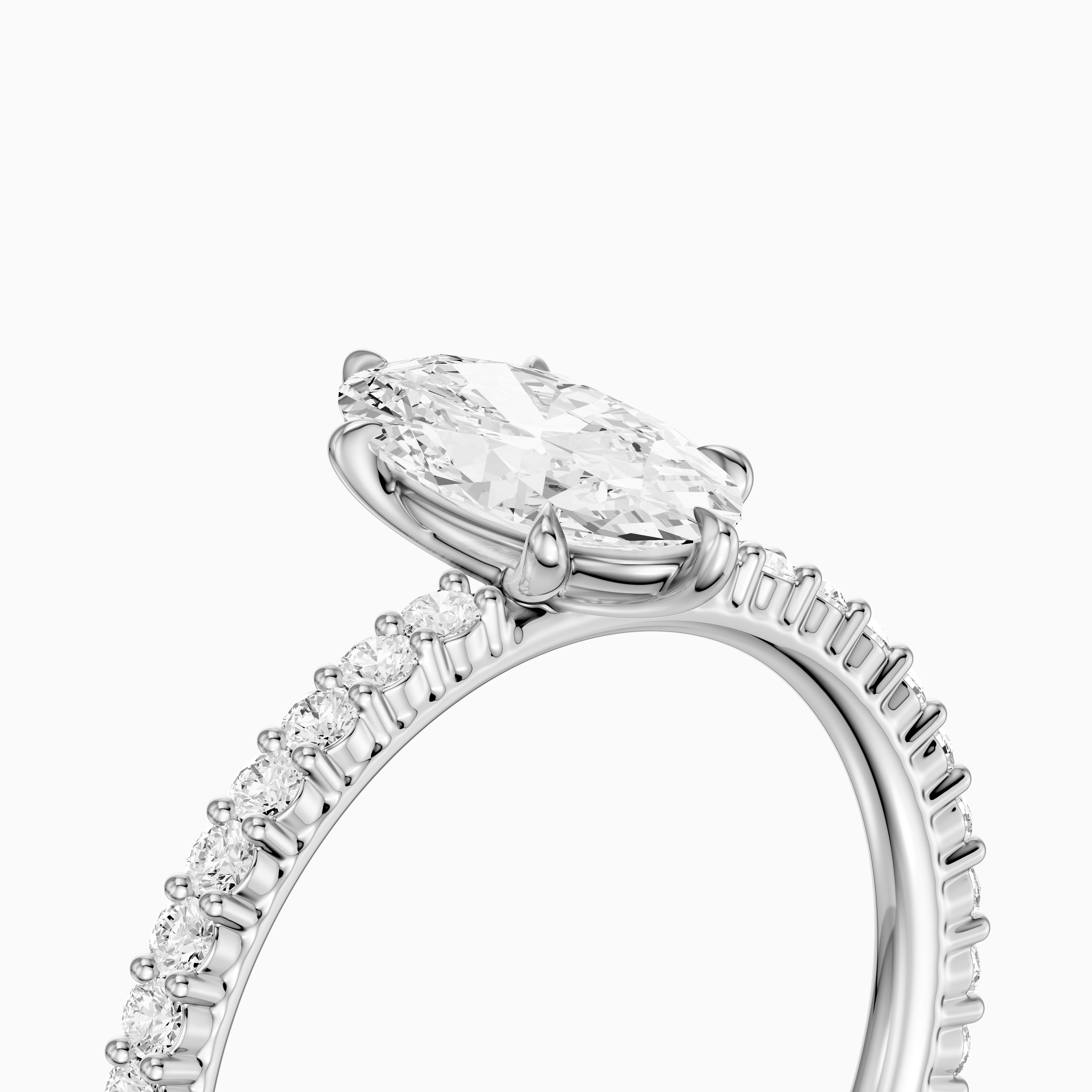 Louna Moval Moissanite Diamond Ring with Scalloped Pave Band