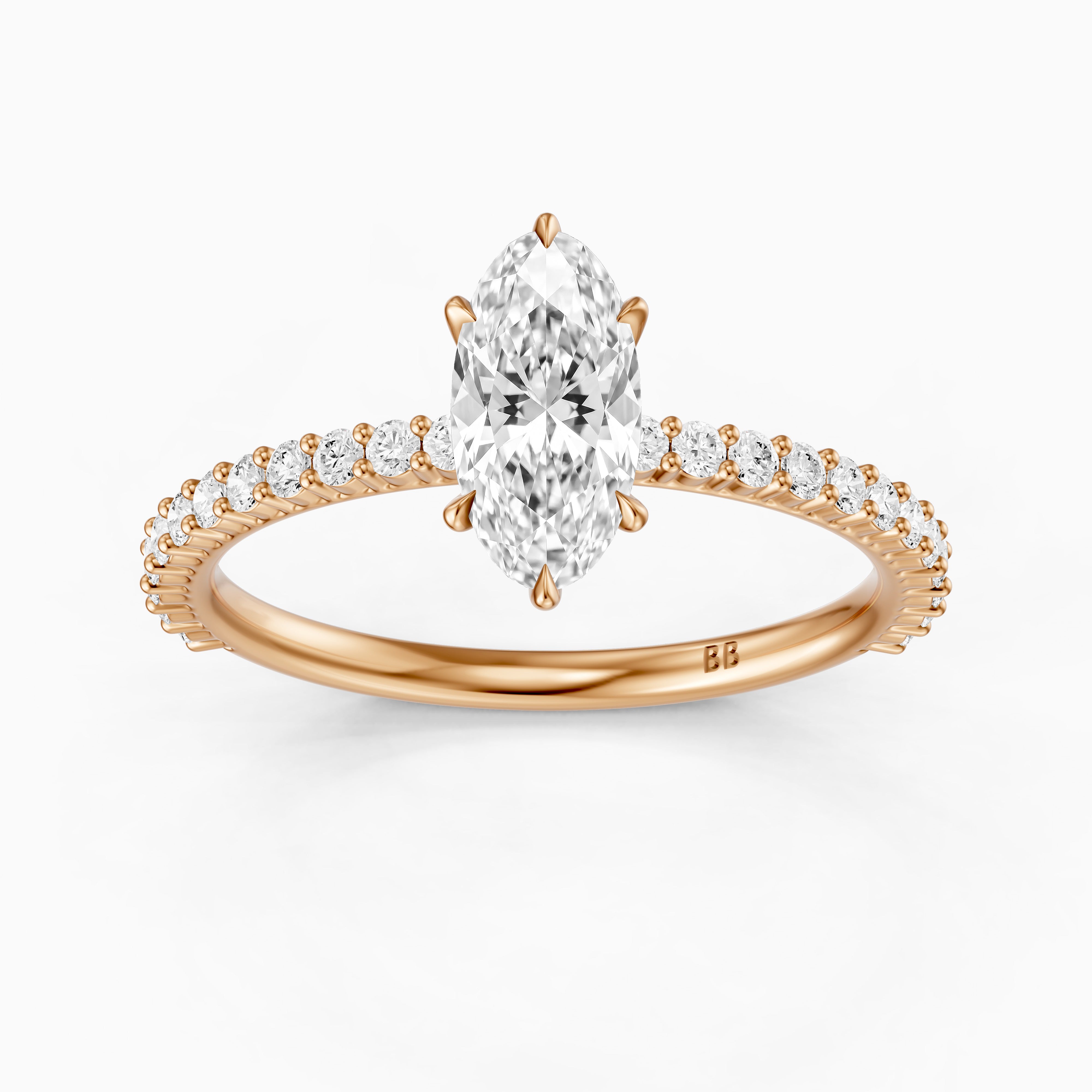 Louna Moval Moissanite Diamond Ring with Scalloped Pave Band