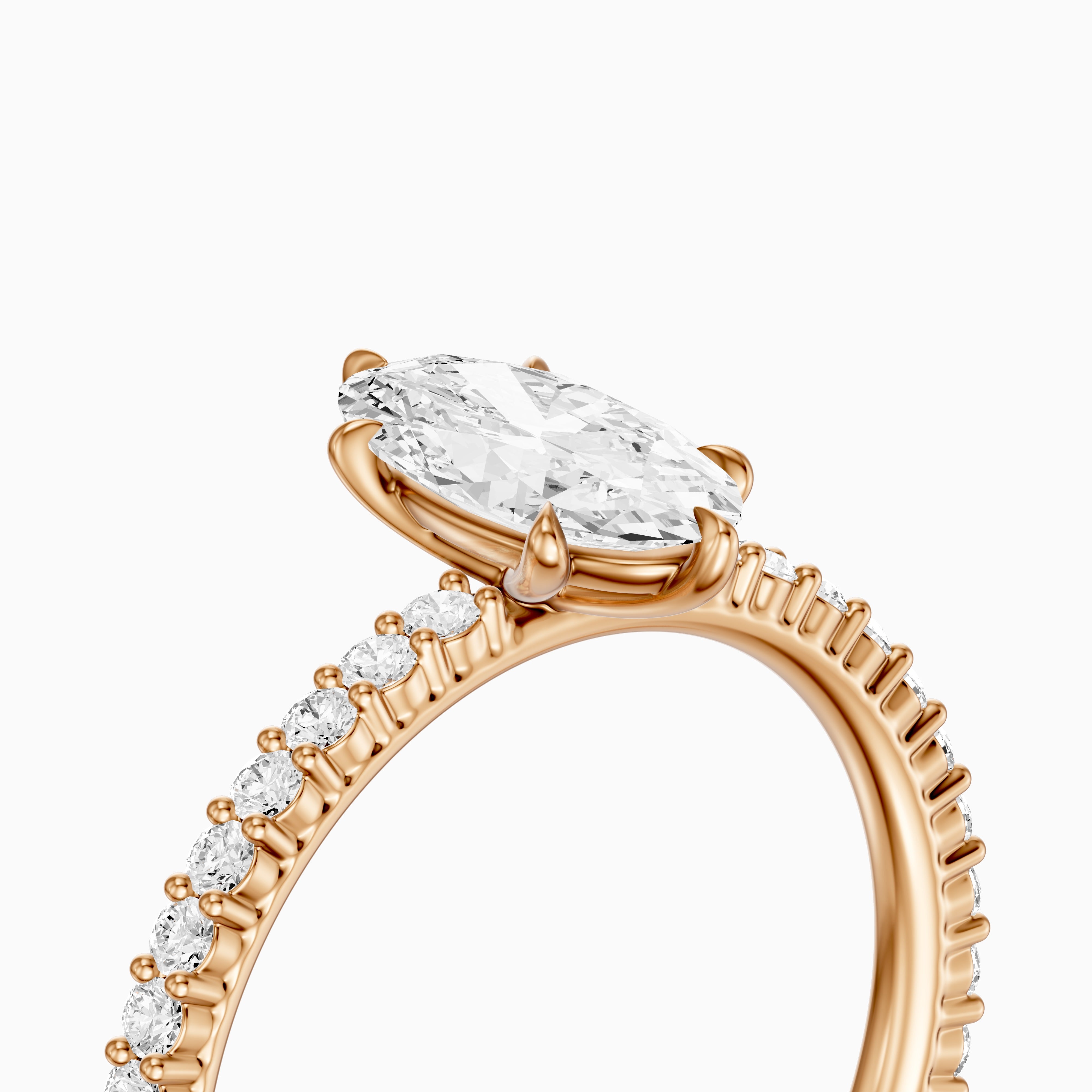 Louna Moval Moissanite Diamond Ring with Scalloped Pave Band