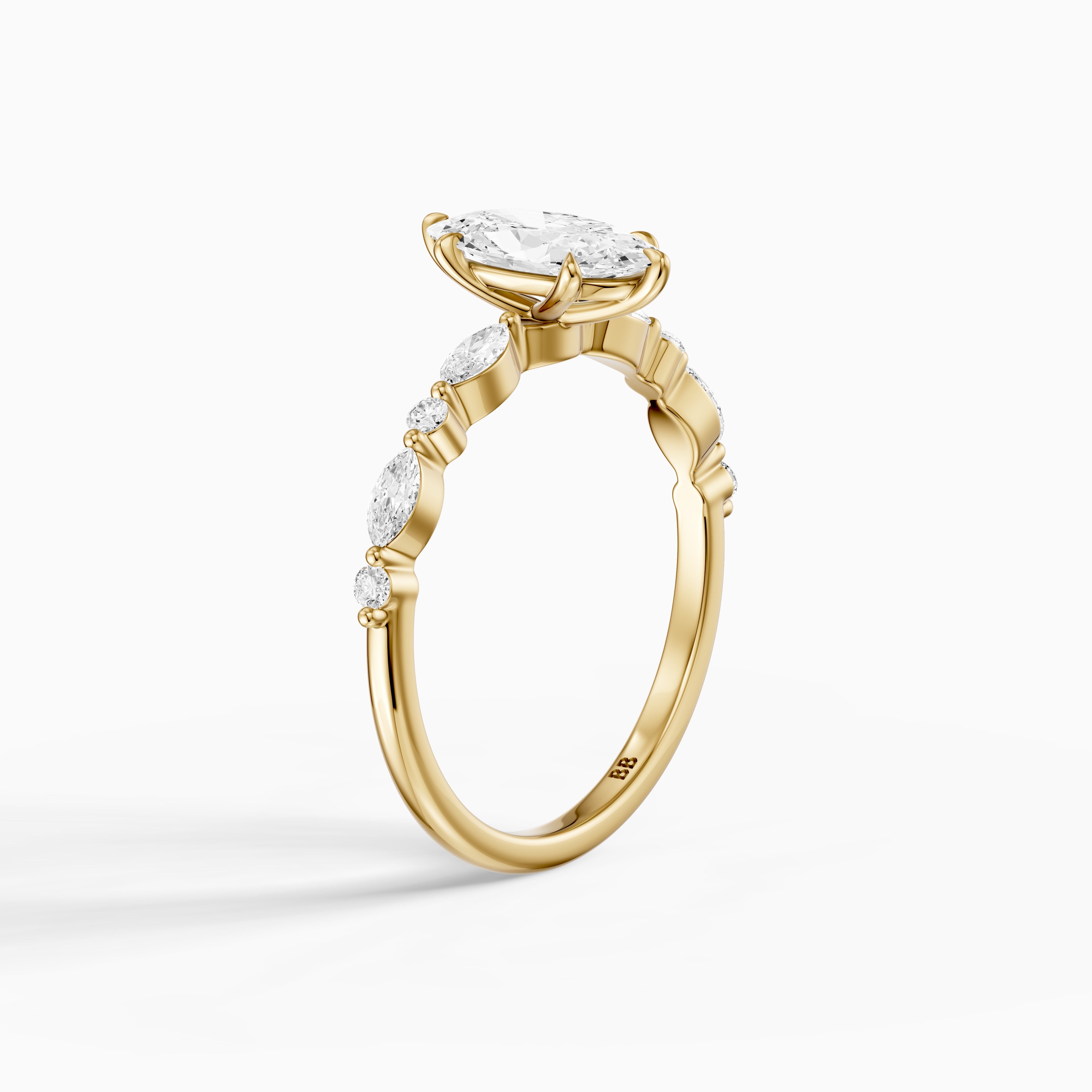 Alix Moval Cut Moissanite Diamond Ring with Marquise & Round Cluster Band