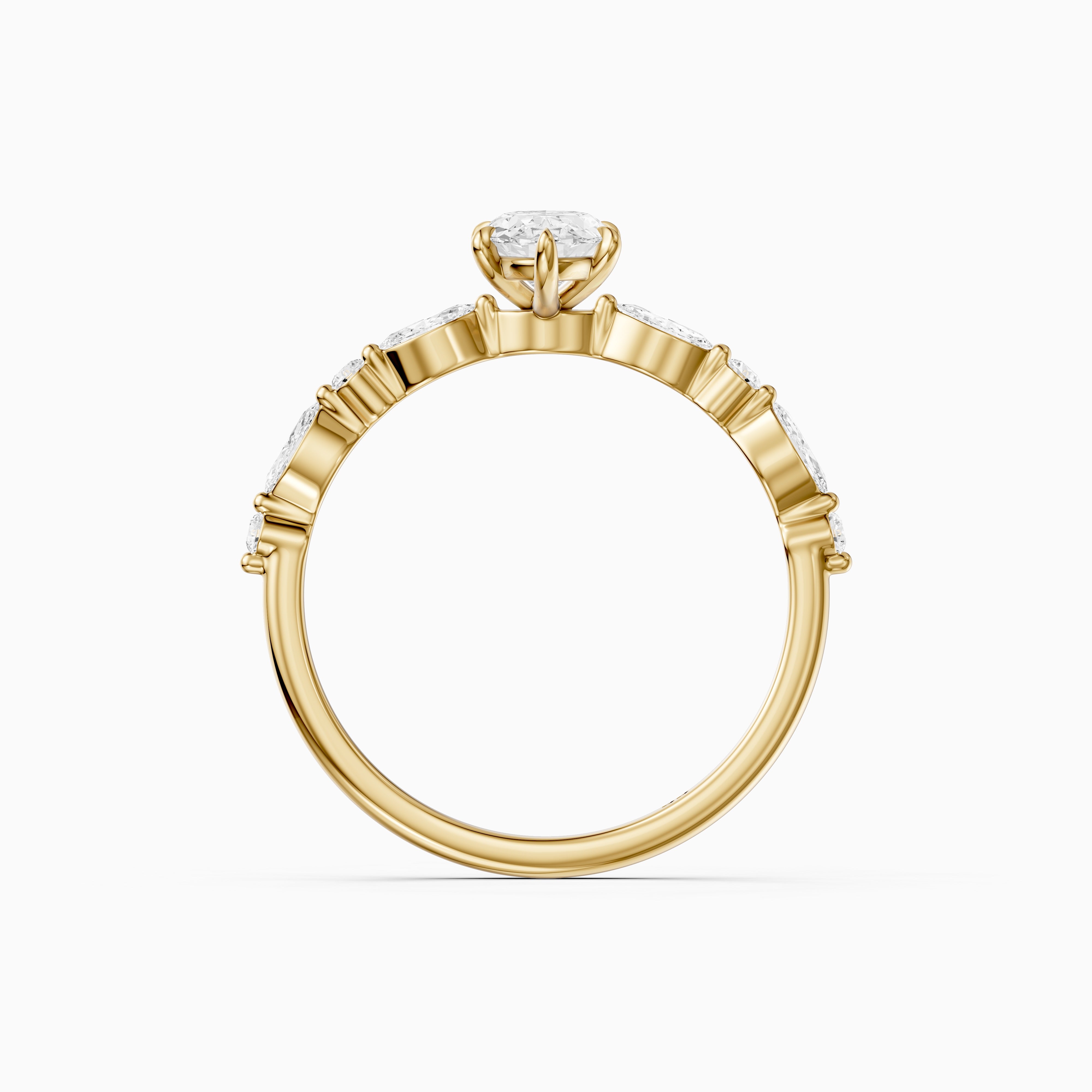 Alix Moval Cut Moissanite Diamond Ring with Marquise & Round Cluster Band