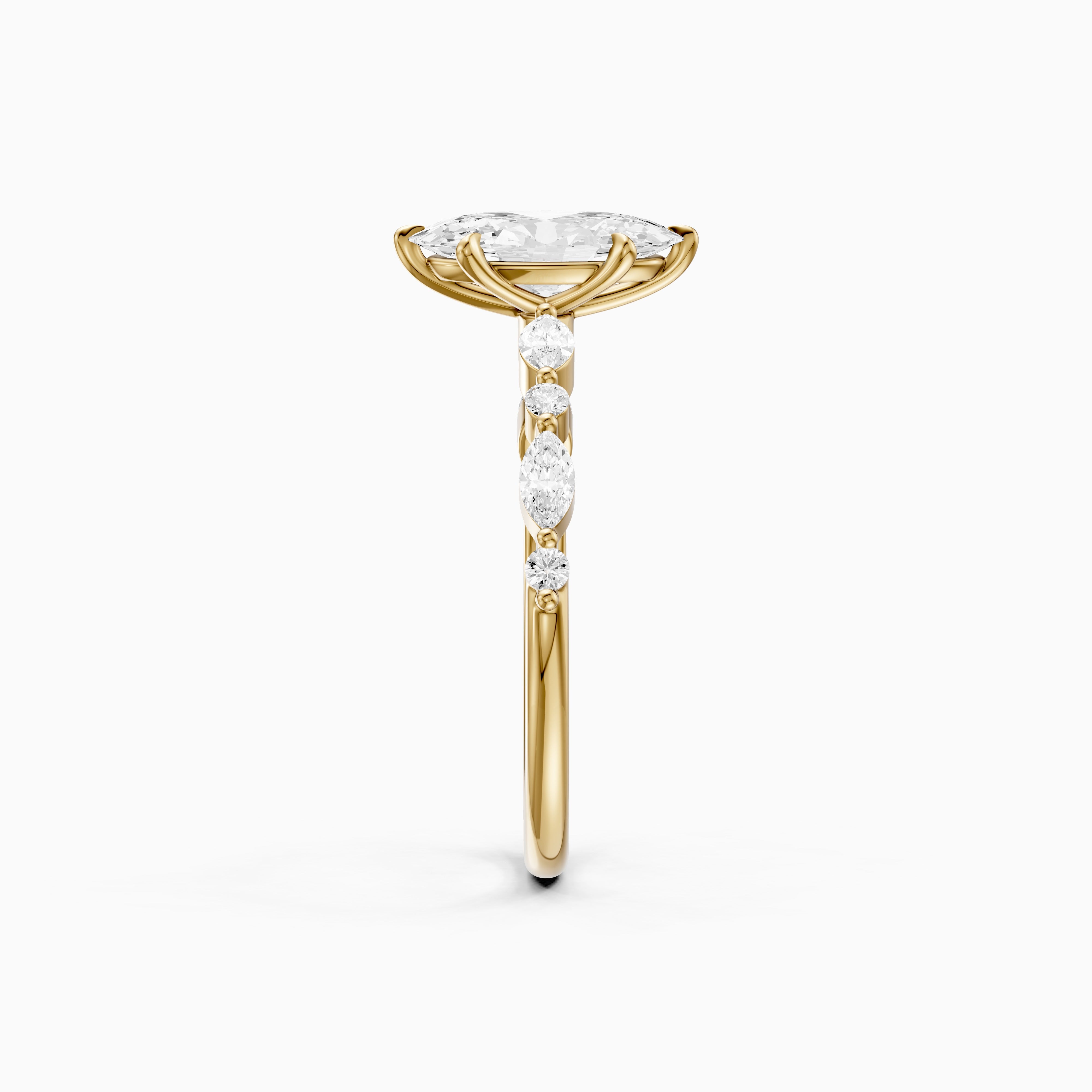 Alix Moval Cut Moissanite Diamond Ring with Marquise & Round Cluster Band