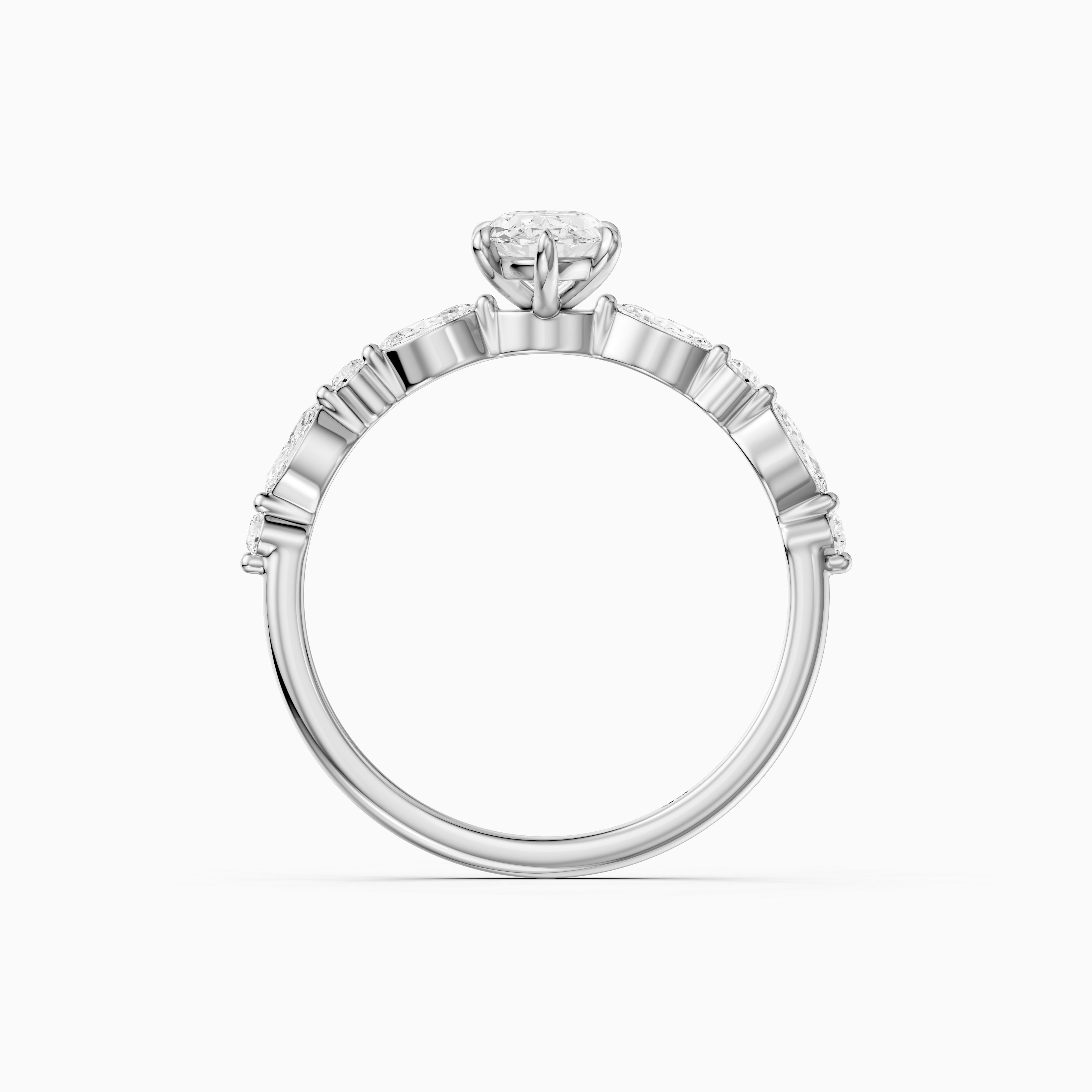 Alix Moval Cut Moissanite Diamond Ring with Marquise & Round Cluster Band