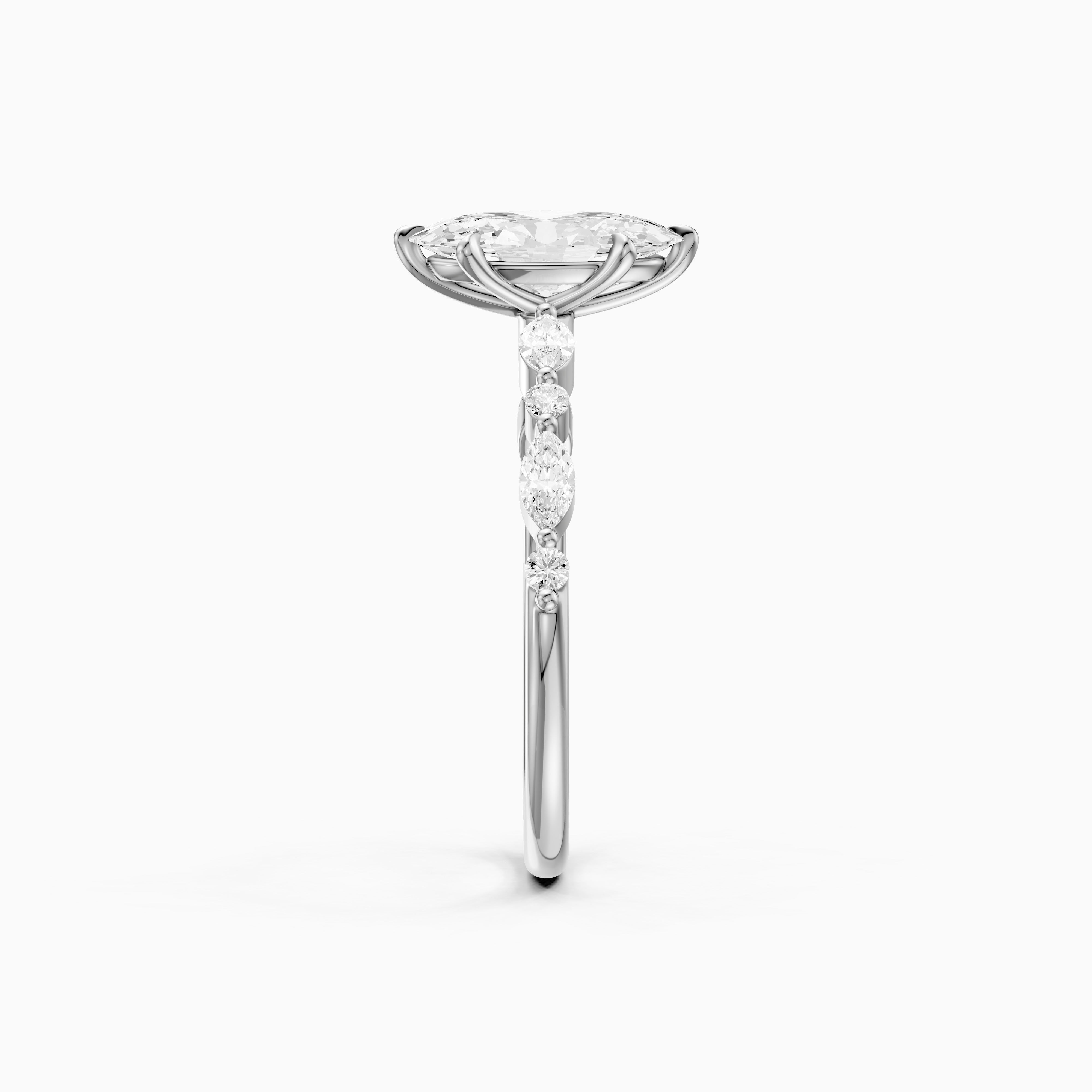 Alix Moval Cut Moissanite Diamond Ring with Marquise & Round Cluster Band