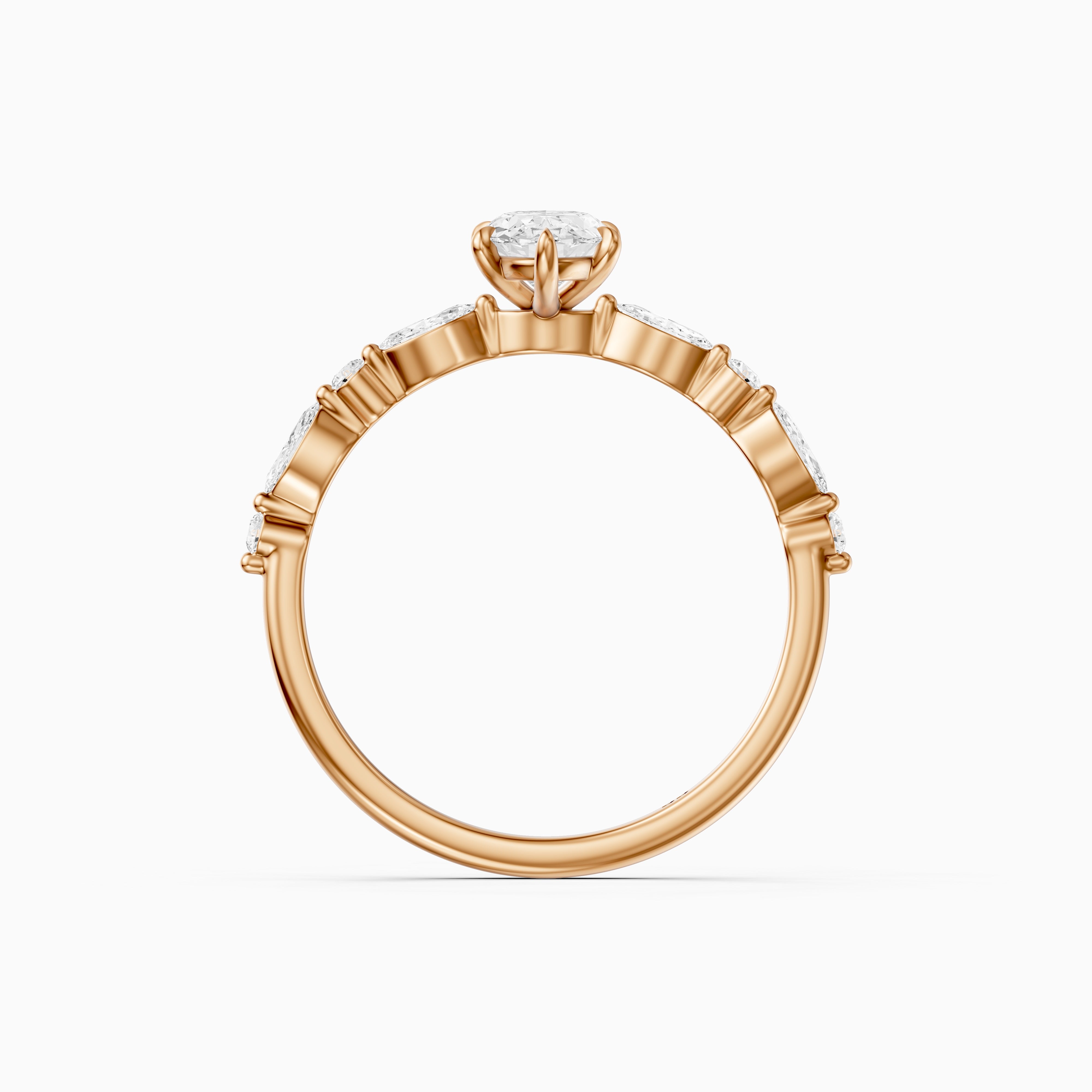 Alix Moval Cut Moissanite Diamond Ring with Marquise & Round Cluster Band