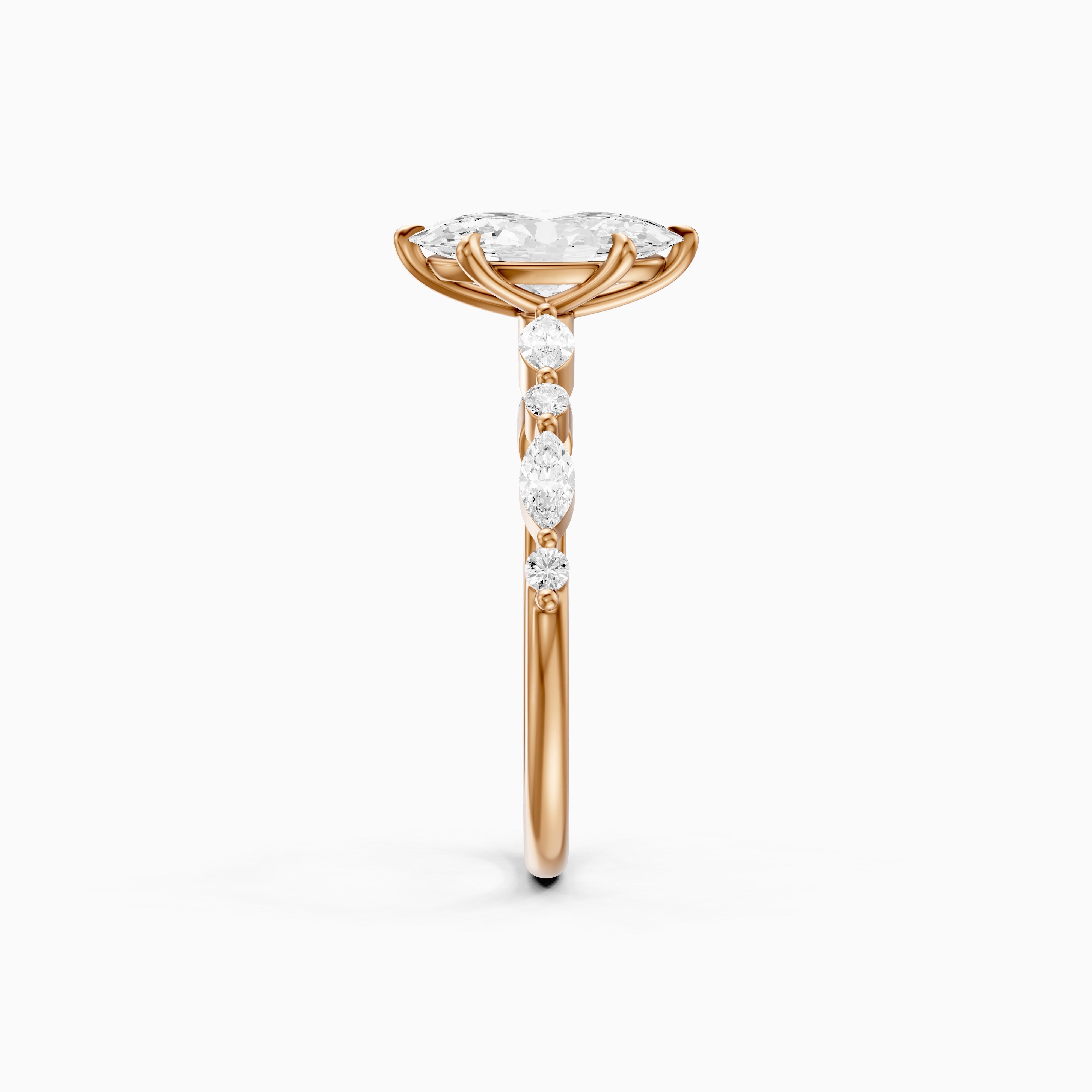 Alix Moval Cut Moissanite Diamond Ring with Marquise & Round Cluster Band