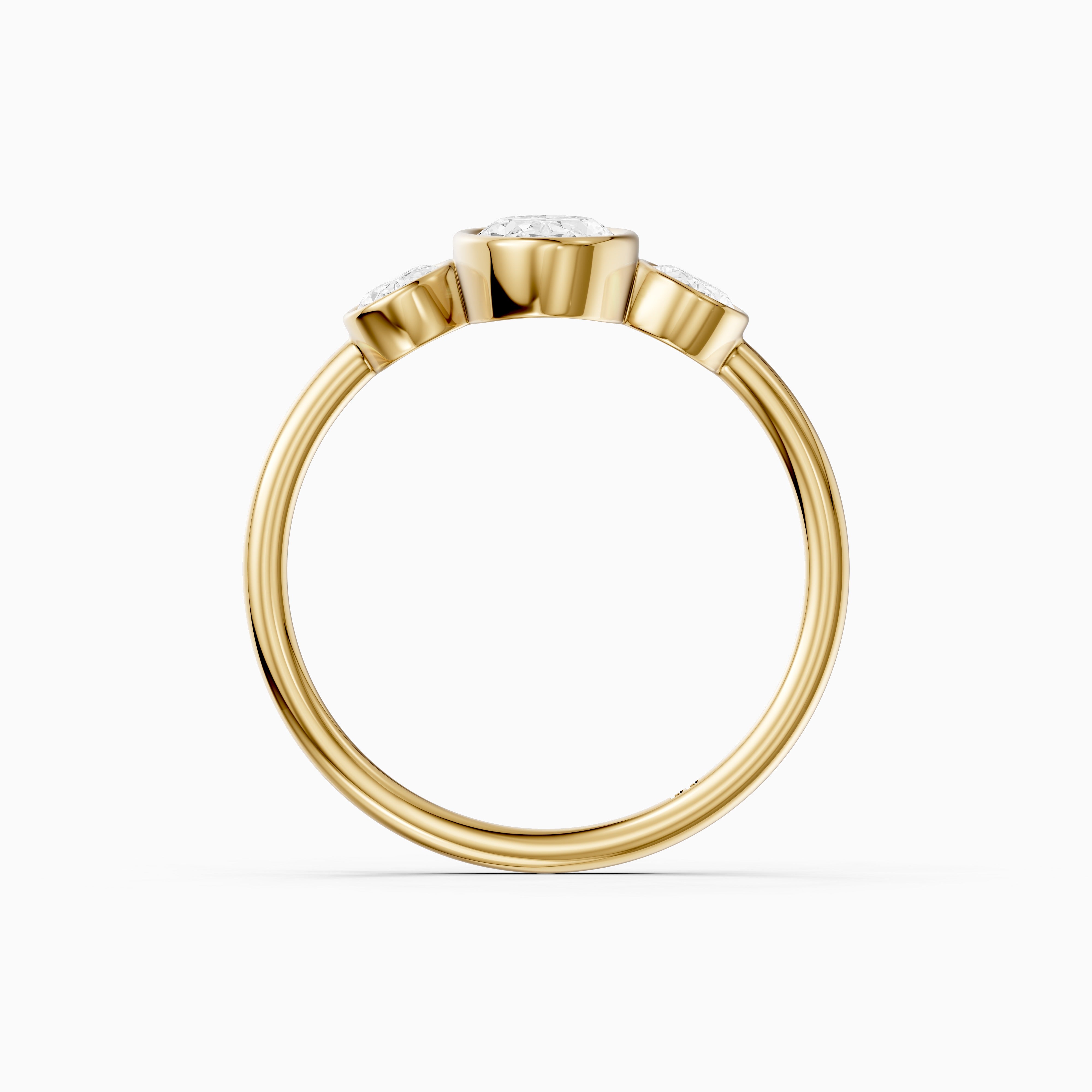 Darcy Moval Cut Moissanite Diamond Bezel Ring with Oval Side Stones