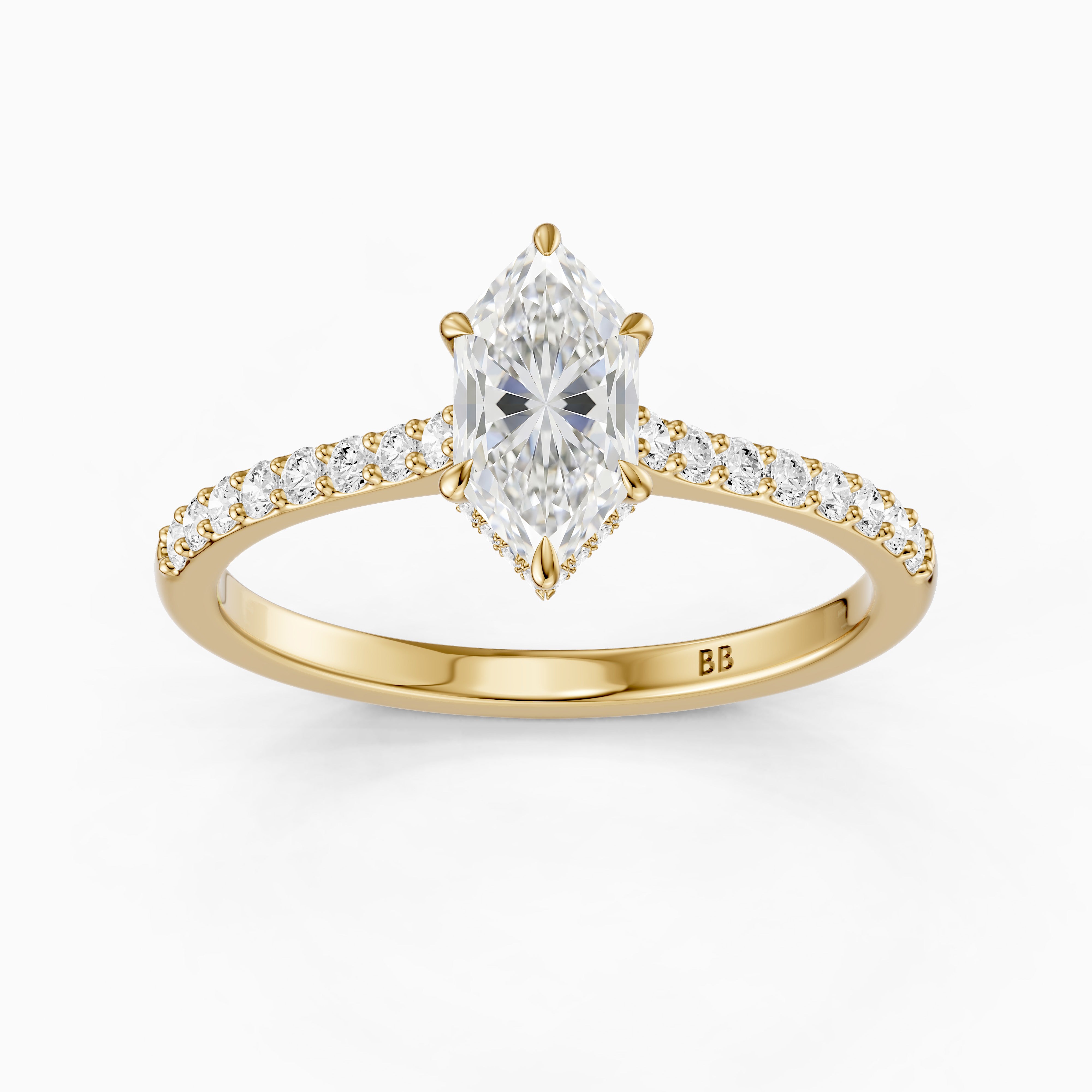 Iara Dutch Marquise Lab Grown Diamond Hidden Halo French Pave Engagement Ring