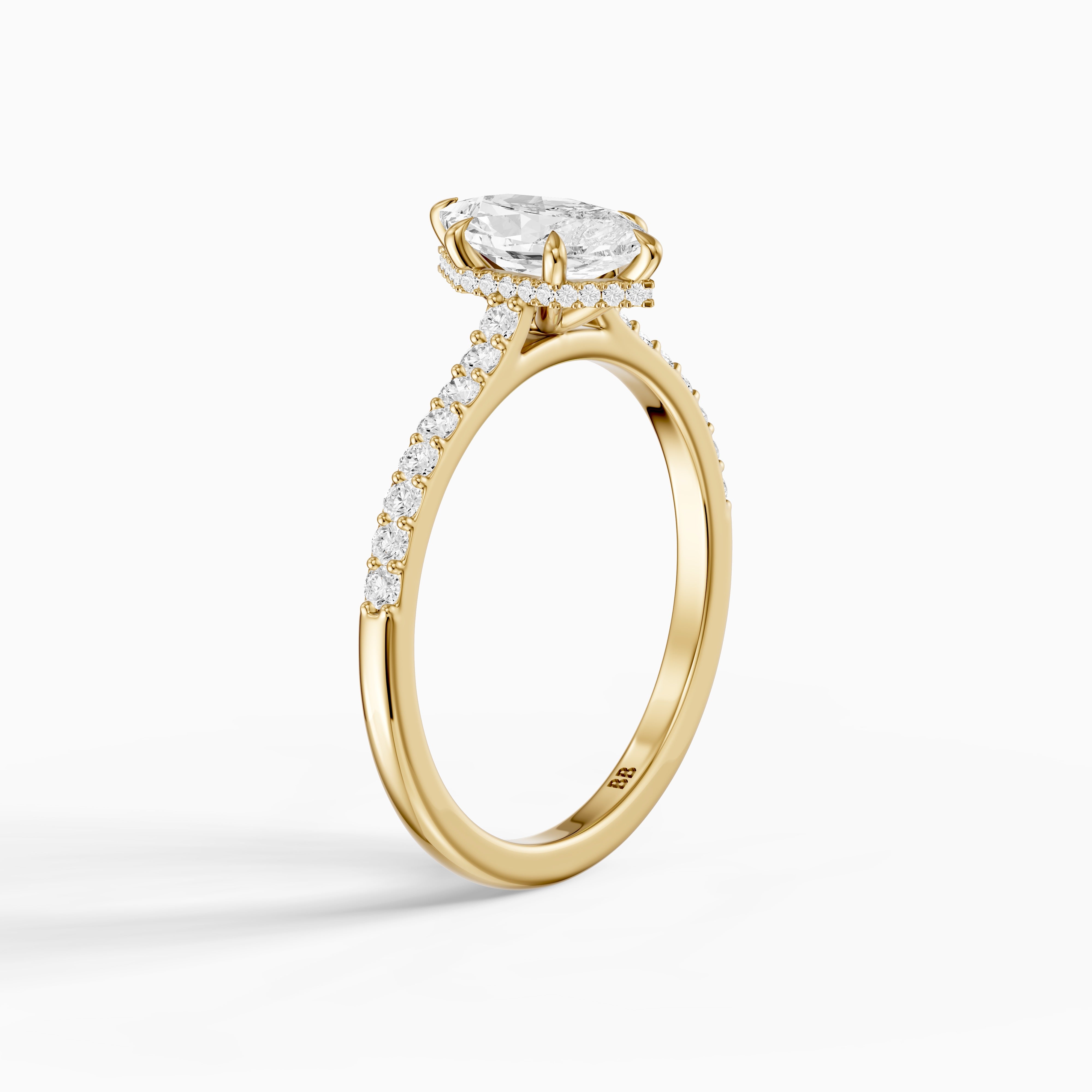 Iara Dutch Marquise Lab Grown Diamond Hidden Halo French Pave Engagement Ring