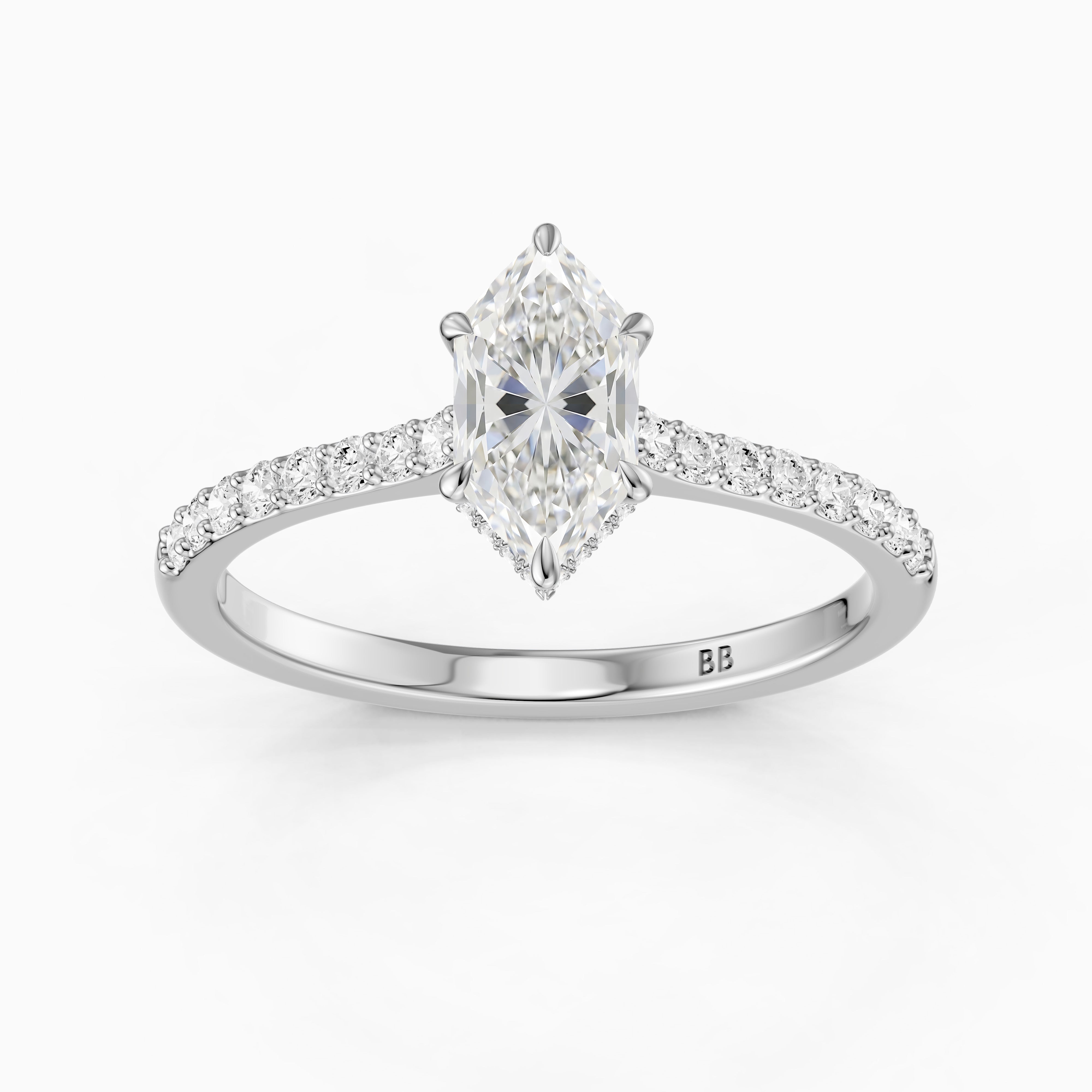 Iara Dutch Marquise Lab Grown Diamond Hidden Halo French Pave Engagement Ring