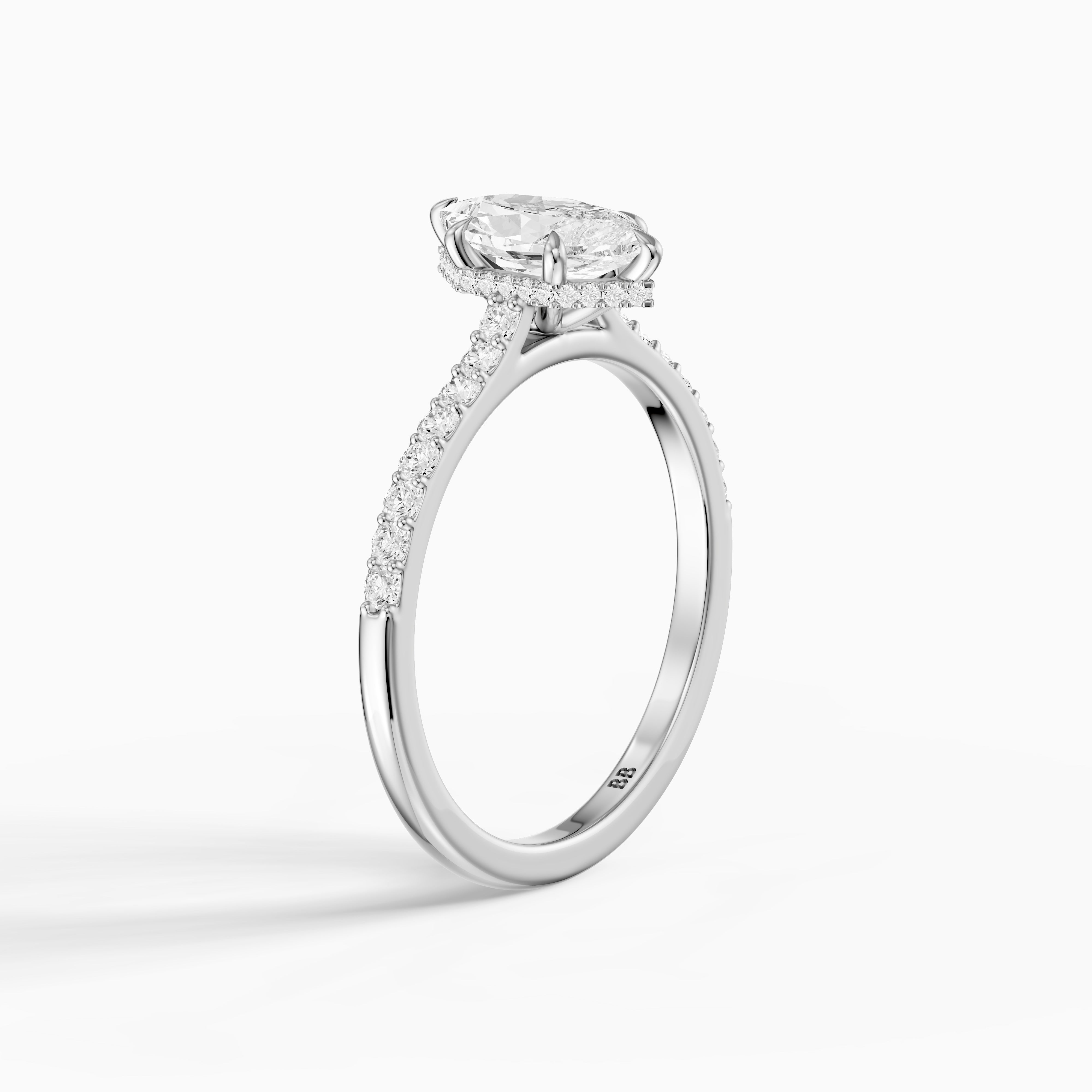 Iara Dutch Marquise Lab Grown Diamond Hidden Halo French Pave Engagement Ring
