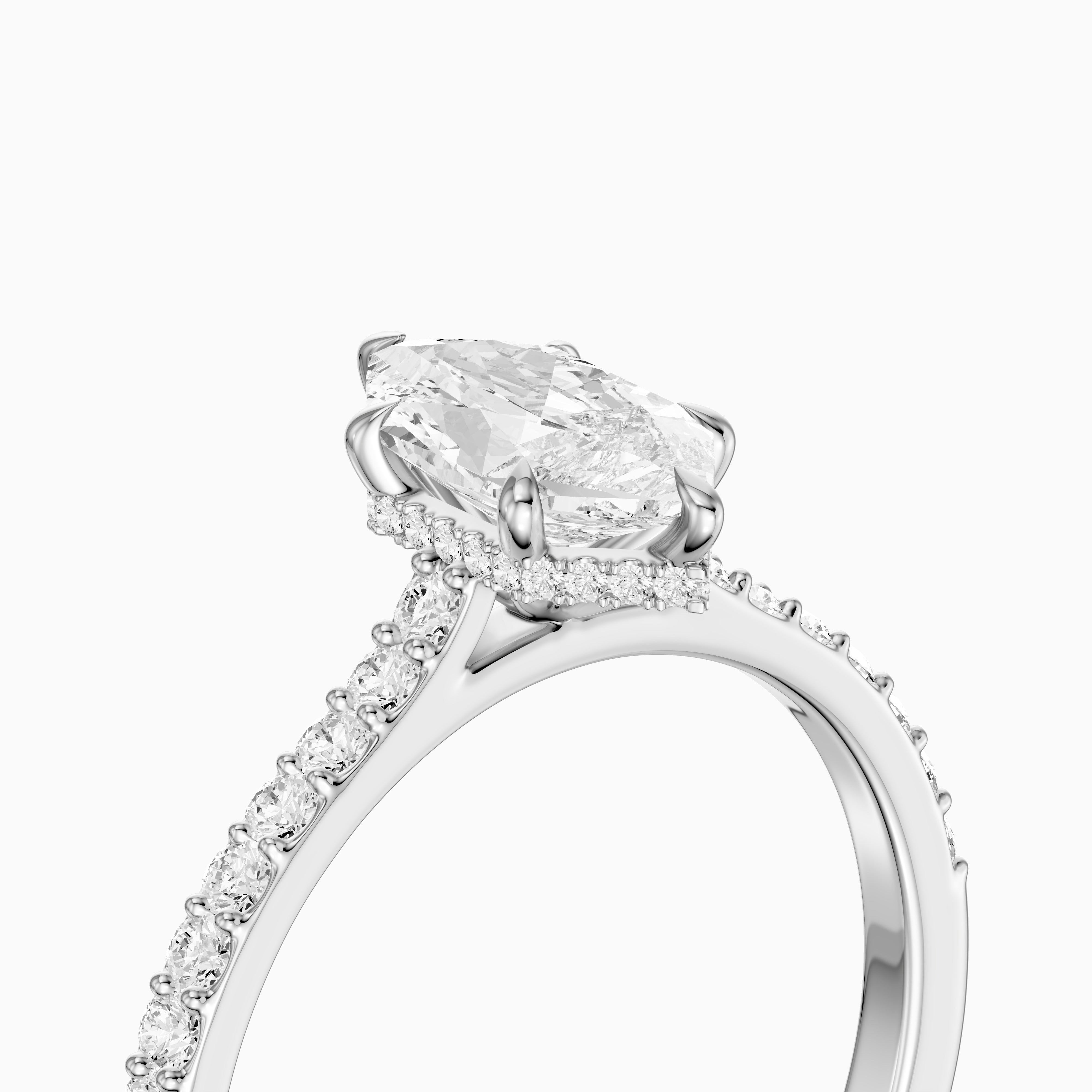 Iara Dutch Marquise Lab Grown Diamond Hidden Halo French Pave Engagement Ring